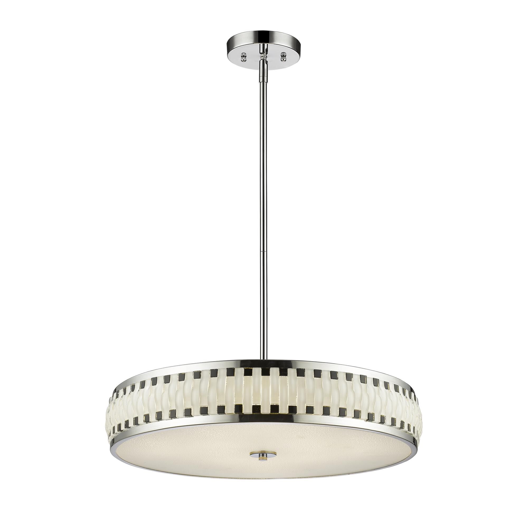 Shown in Chrome finish and Glass shade