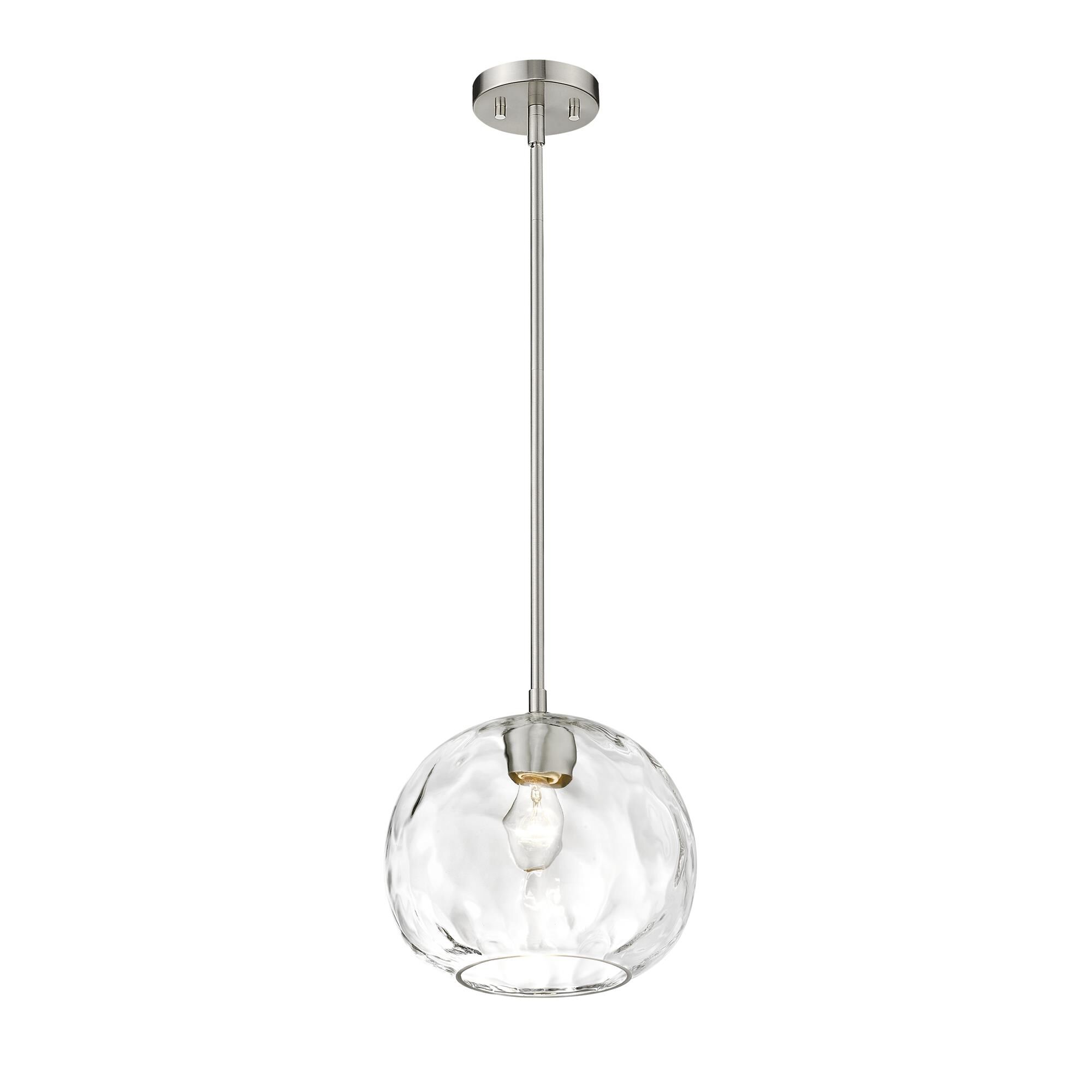 Shown in Brushed Nickel finish and Glass shade