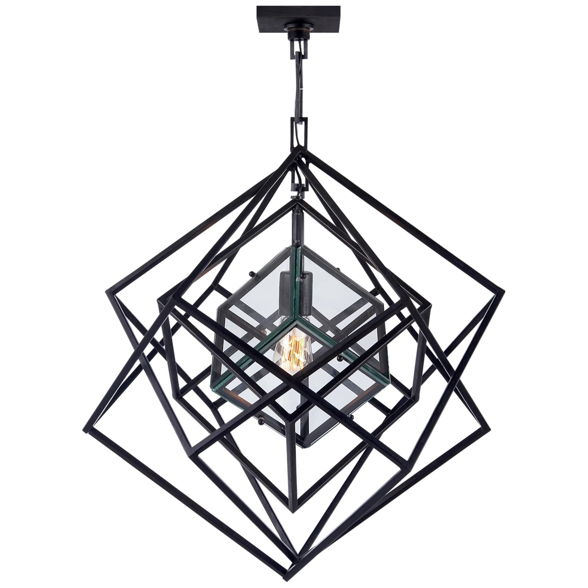 Shown in Aged Iron finish and Clear glass