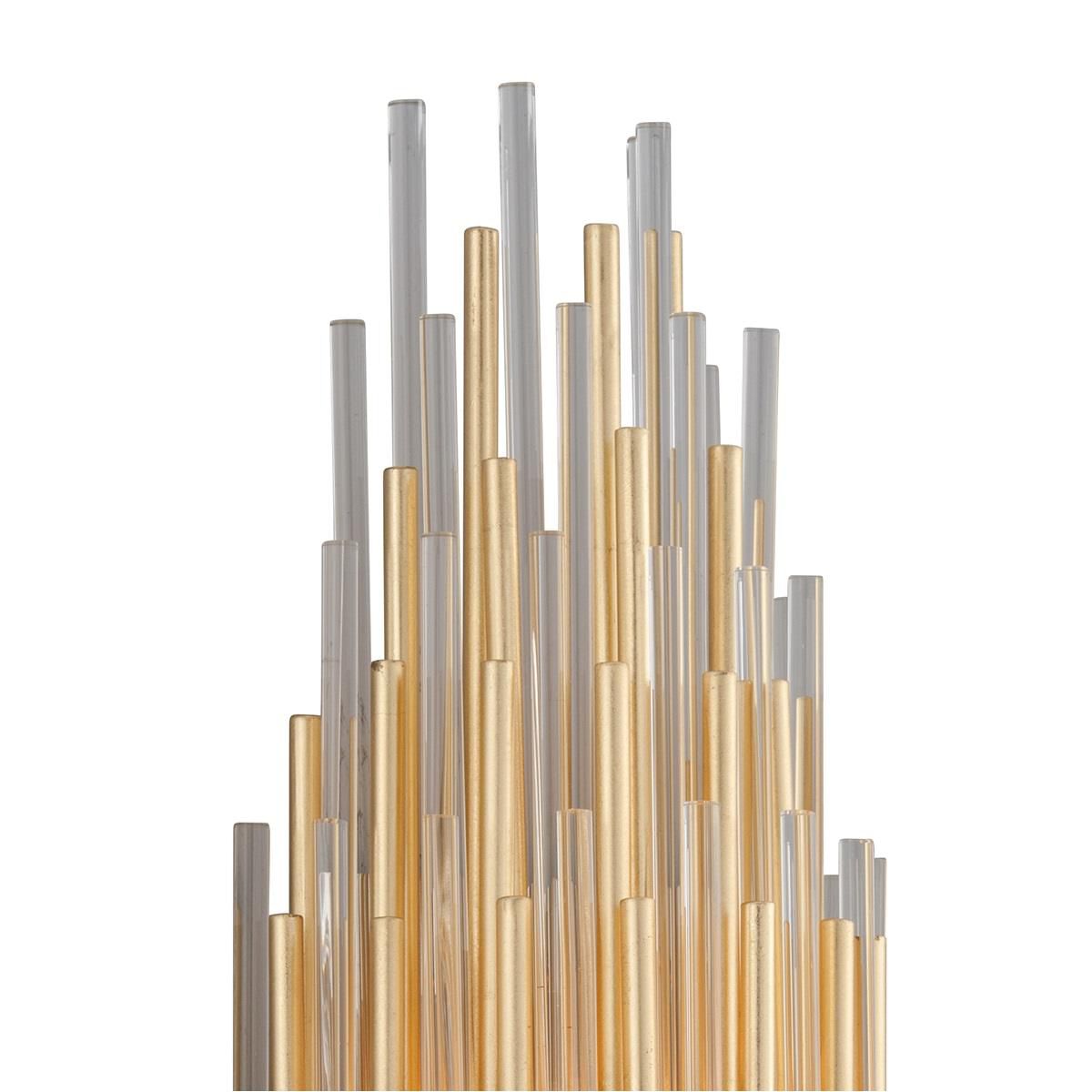 Shown in Gold Leaf With Polished Stainless Accents finish and Clear glass