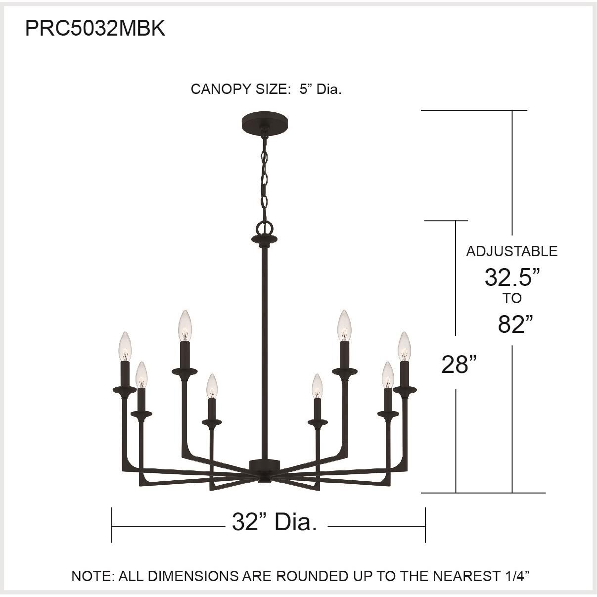 Prescott 32 Inch 8 Light Chandelier by Quoizel