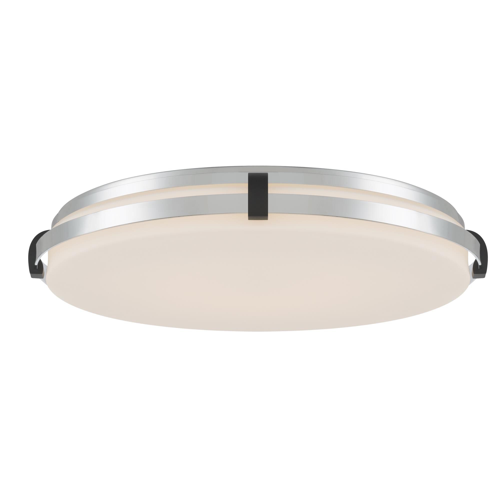 Shown in Chrome and Dark Matte Black finish and Etched White glass