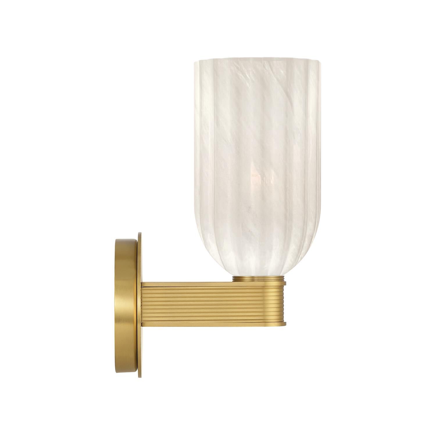 Shown in Luxe Gold finish and Strie glass and Strie Glass shade