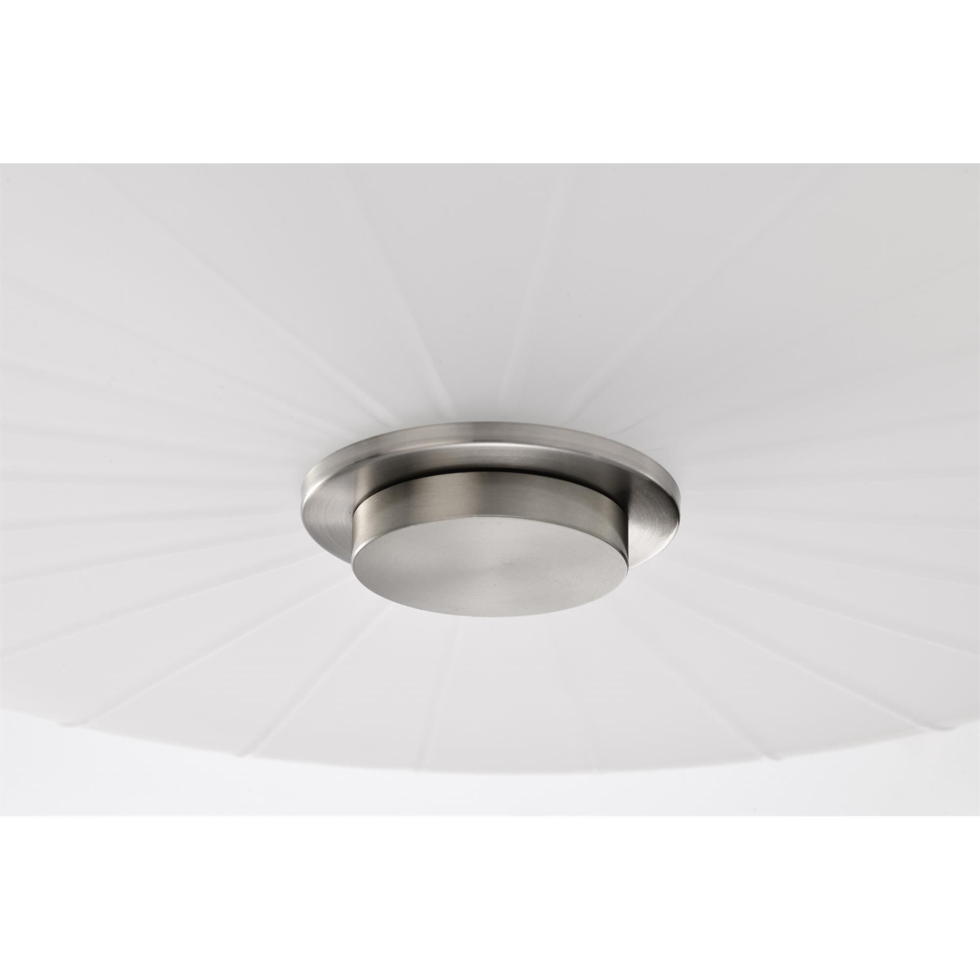Shown in Brushed Nickel finish and Etched White glass