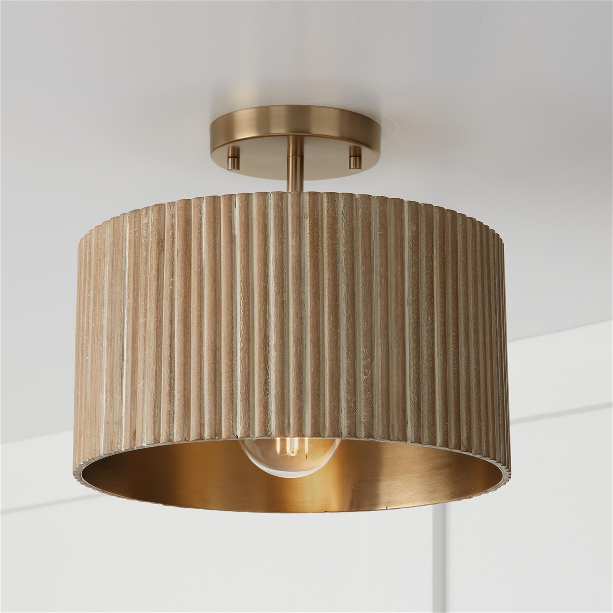 Shown in White Wash And Matte Brass finish