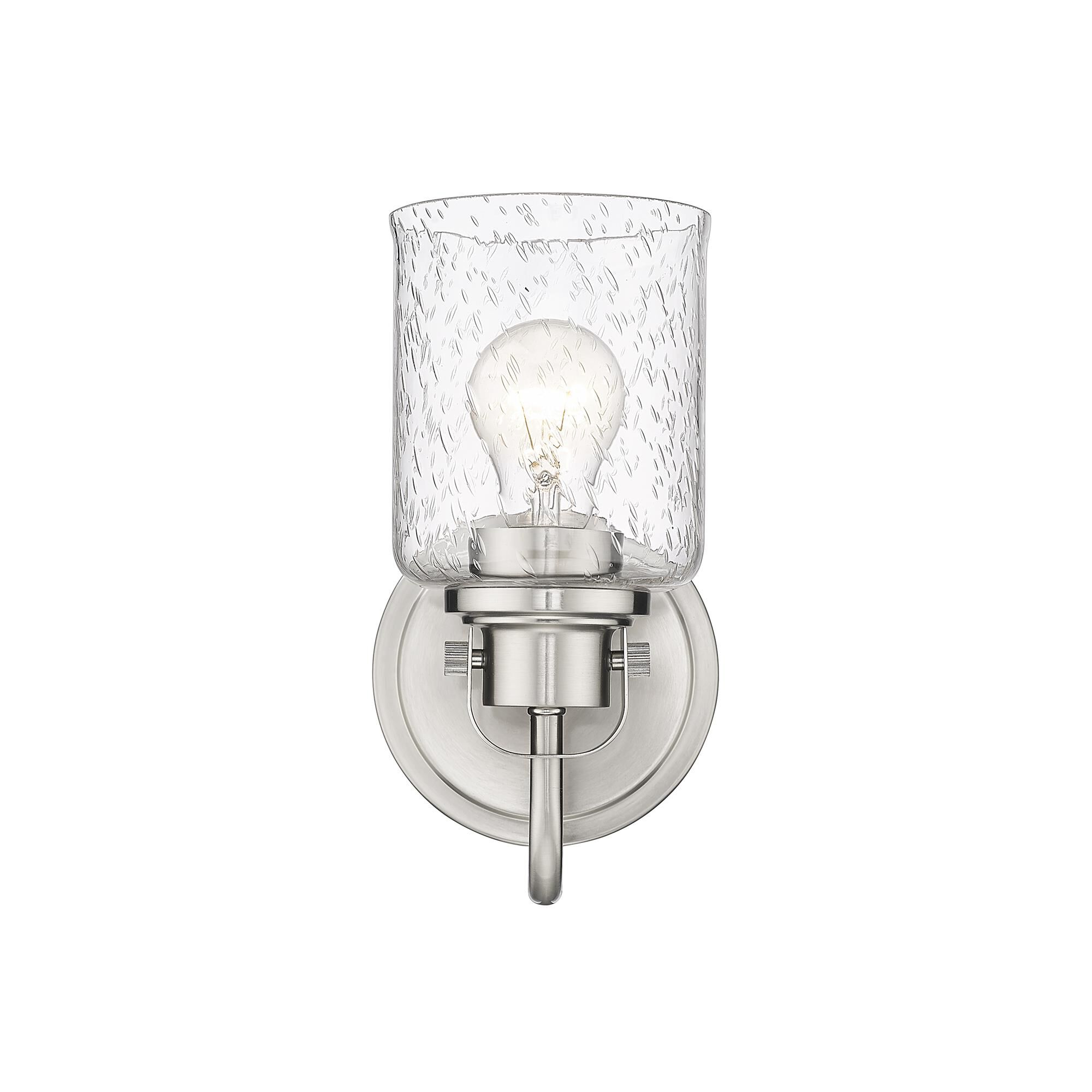 Shown in Brushed Nickel finish and Glass shade