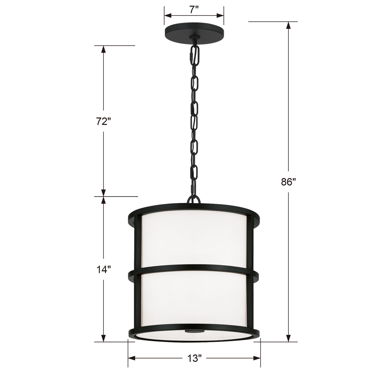 Shown in Matte Black finish and Fabric glass and Fabric shade