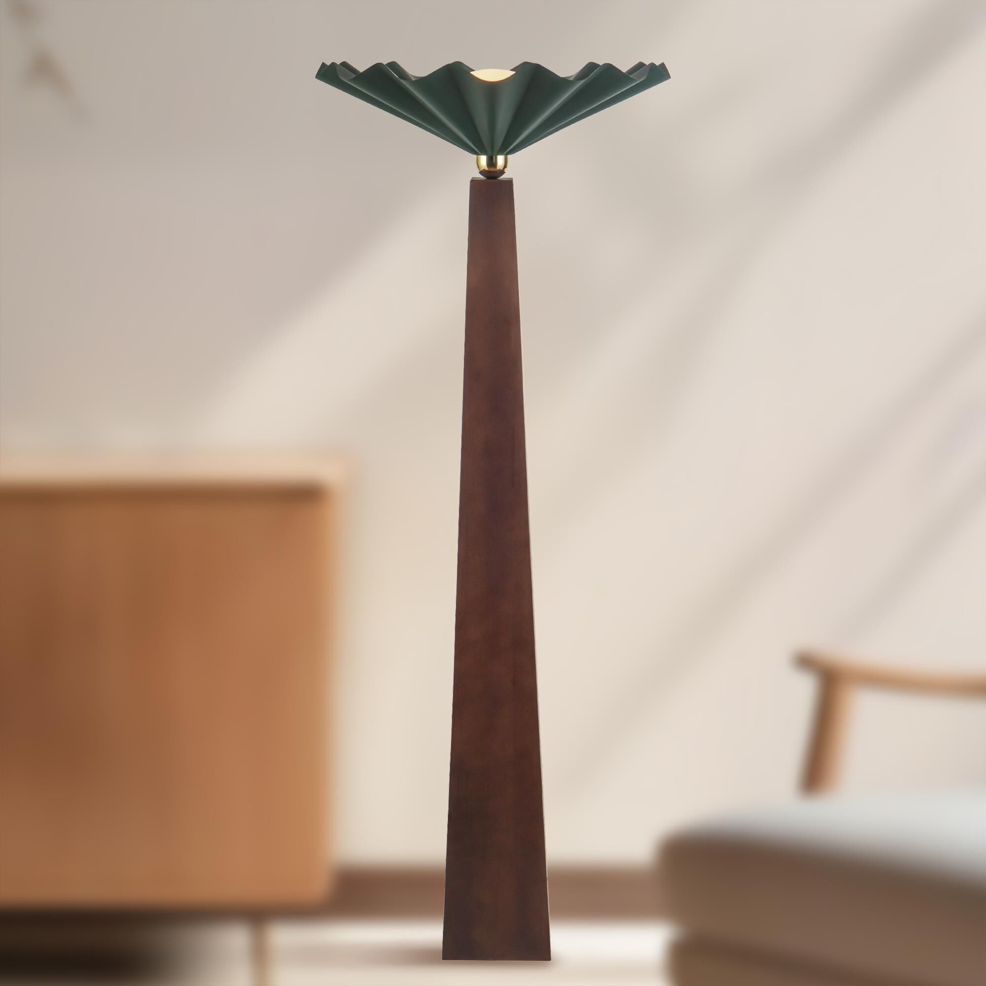 Shown in Pine Green finish and Matte Opal glass