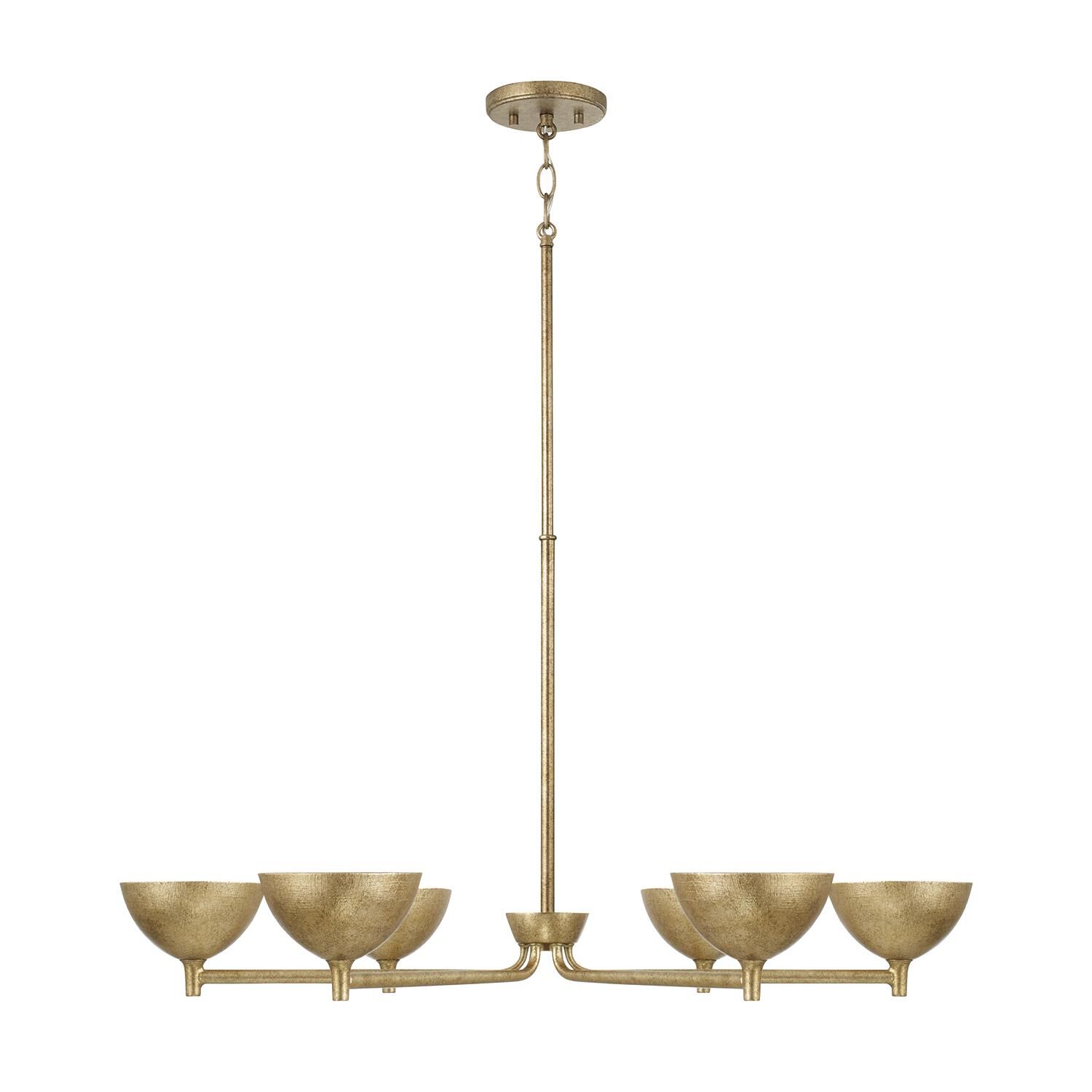 Shown in Feathered Gold finish and Textured Metal s shade