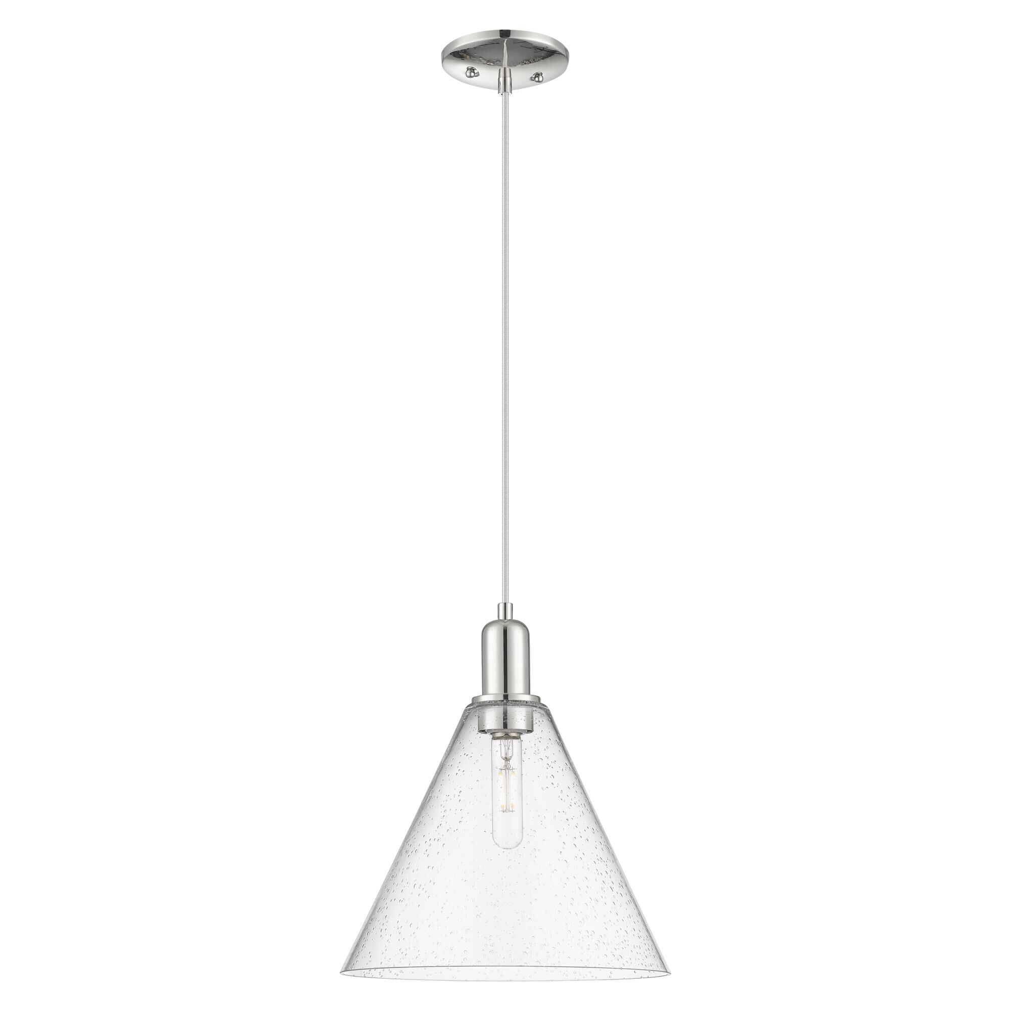 Shown in Polished Nickel finish and Seedy glass