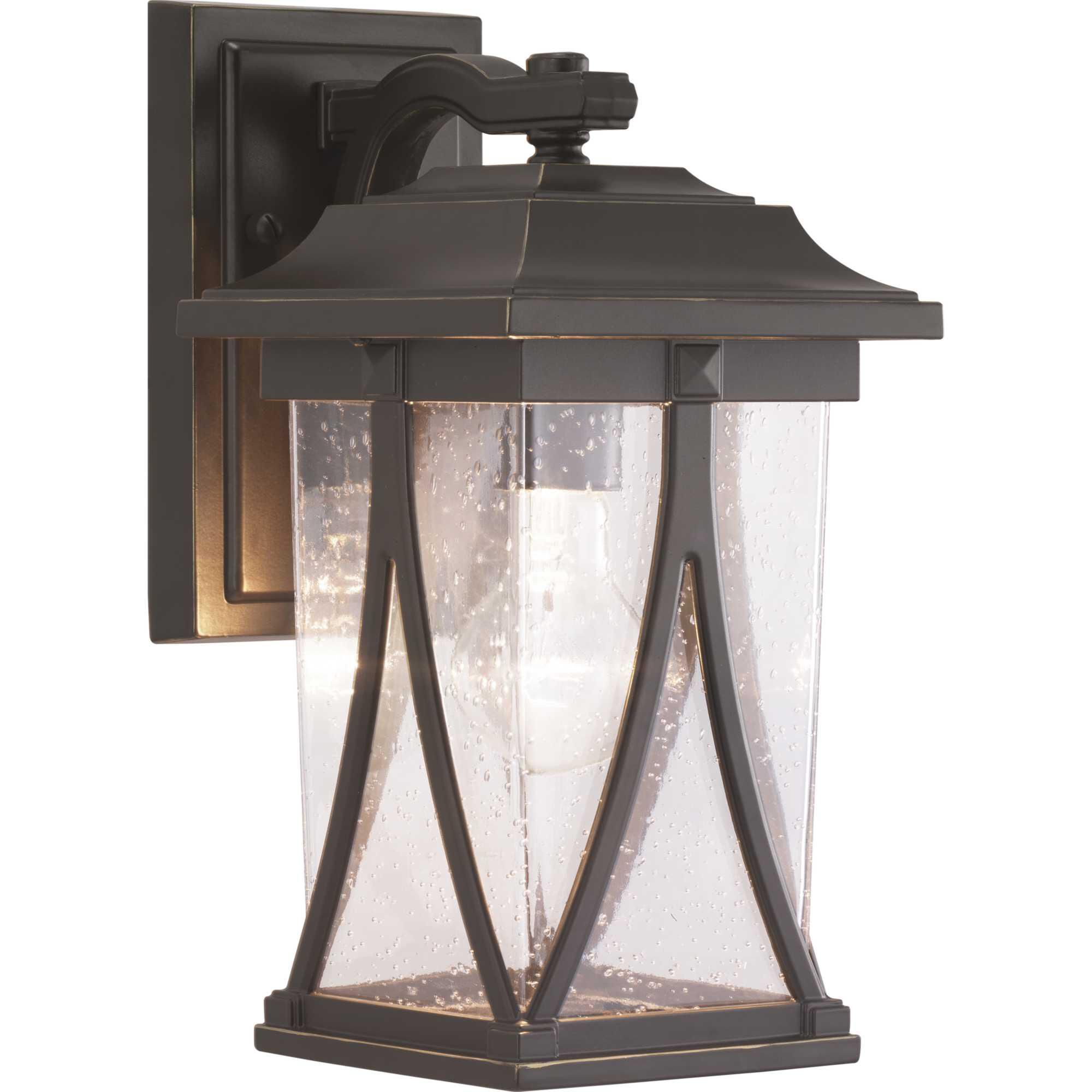 Shown in Antique Bronze finish and Clear Seeded glass