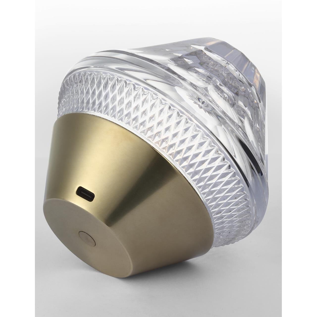 Shown in Natural Brass finish and Clear crystal