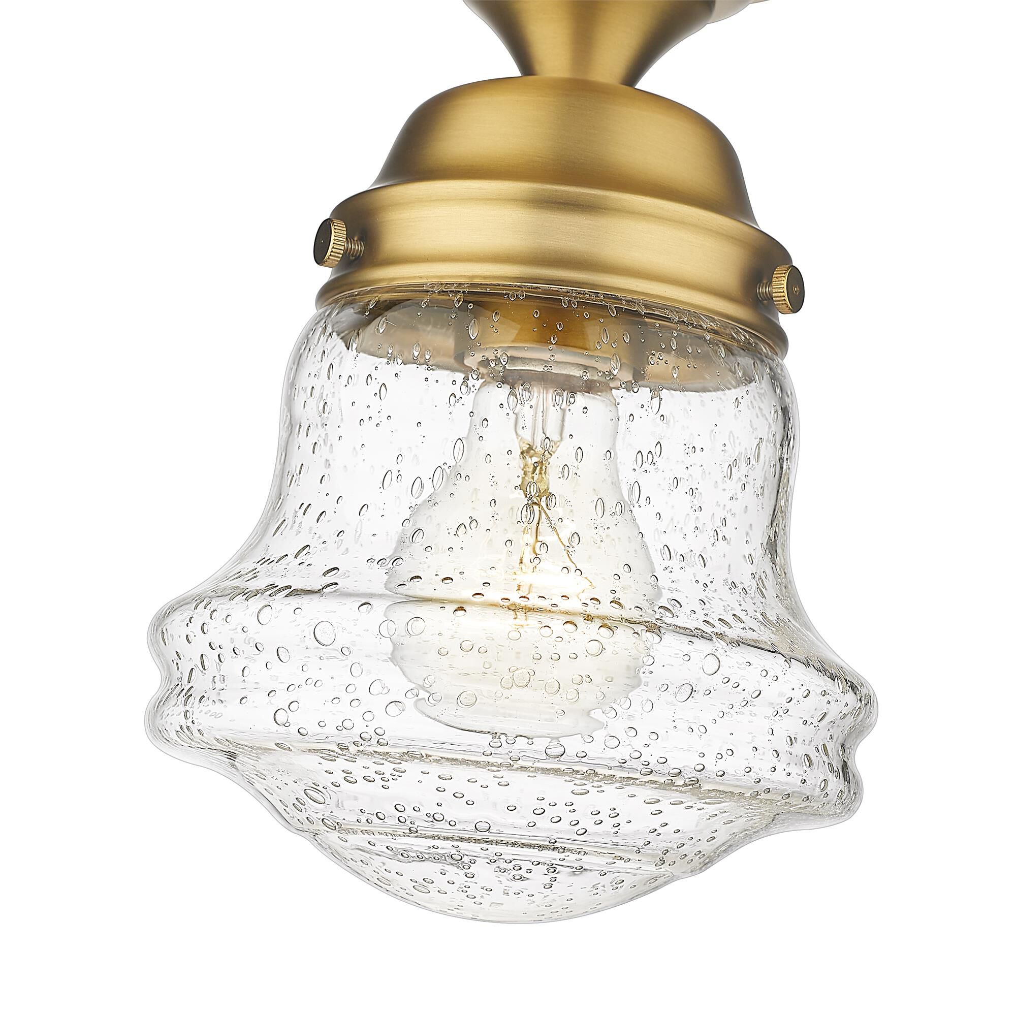 Shown in Heritage Brass finish and Clear Seedy glass