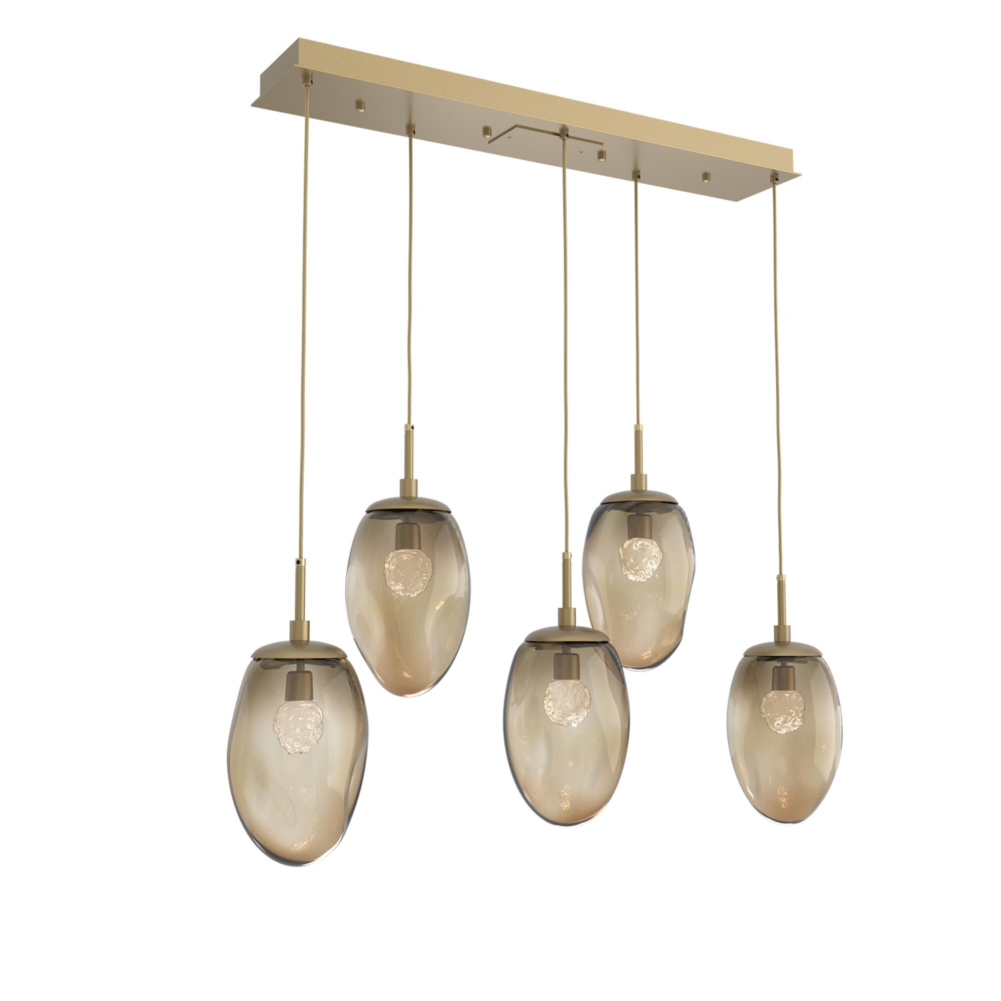 Shown in Gilded Brass finish and Floret Inner Bronze Outer glass