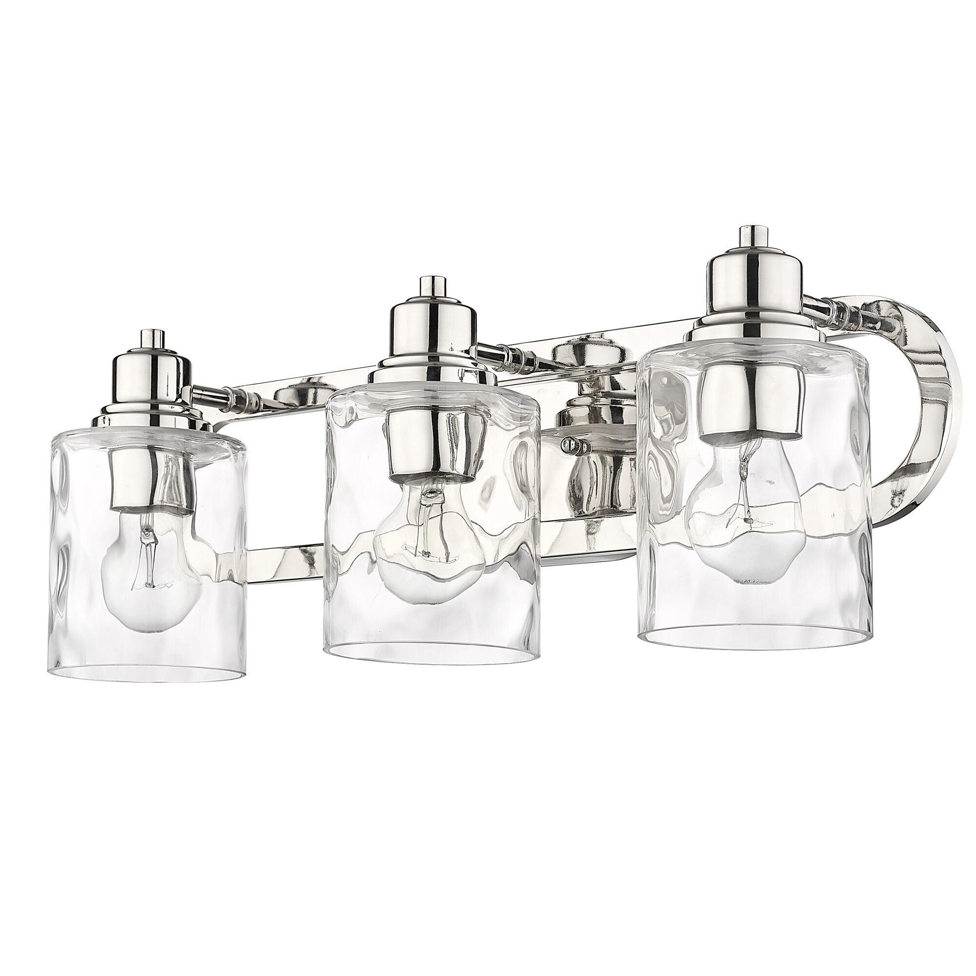 Shown in Polished Nickel finish and Handblown Clear Optic glass