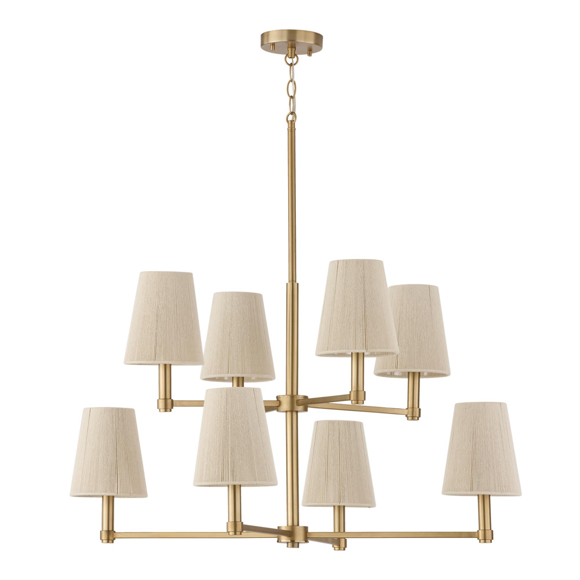Shown in Matte Brass finish and Bleached Natural Rope s shade