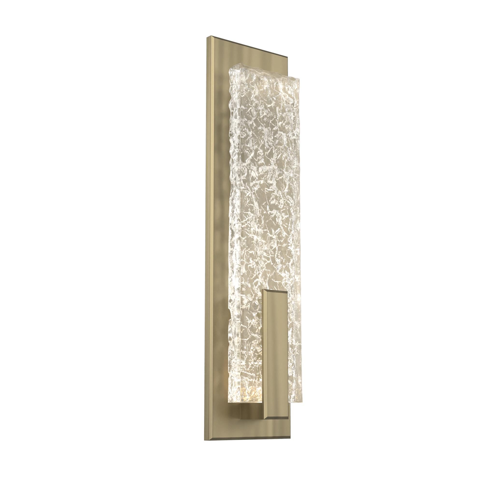 Shown in Novel Brass finish and Clear Textured Cast glass