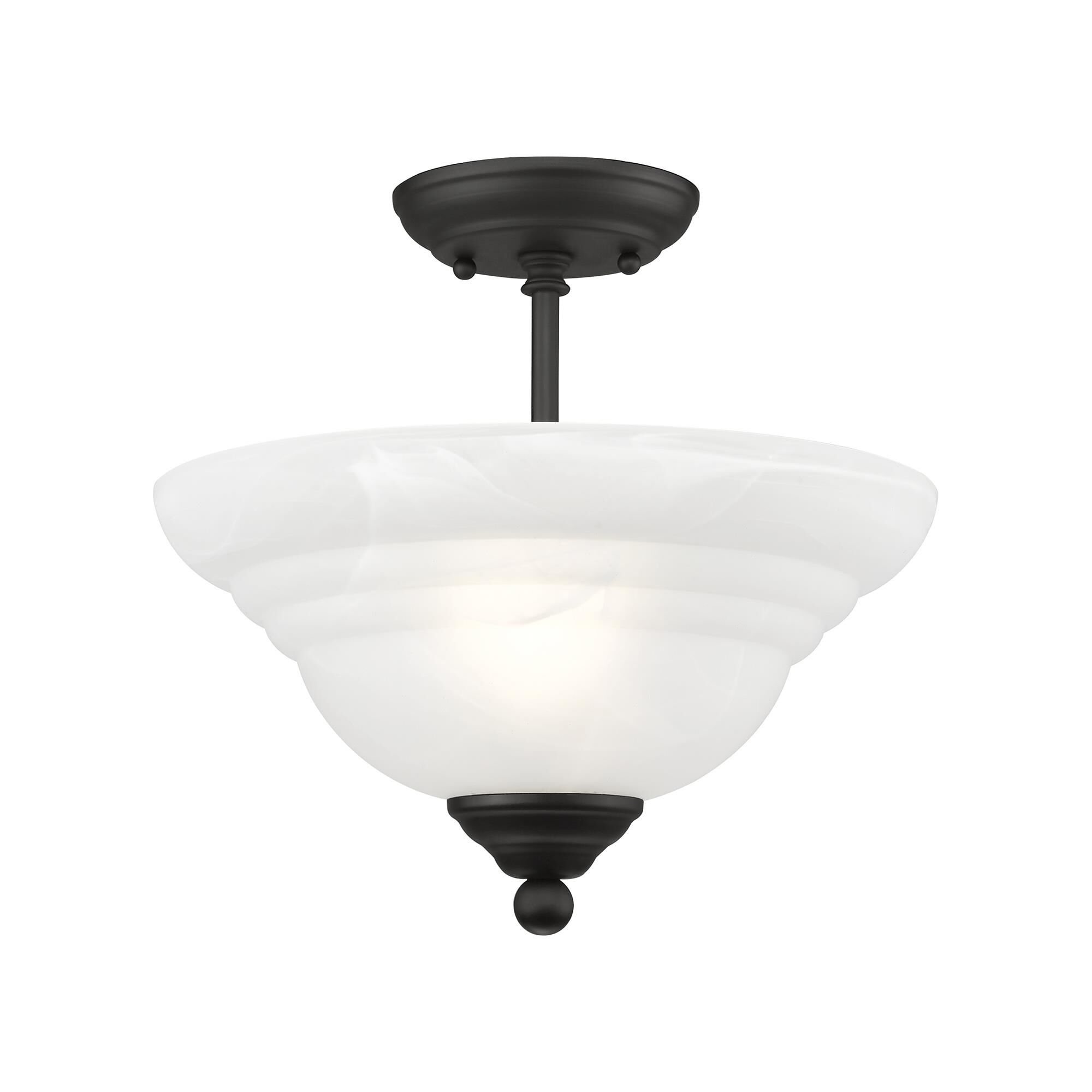 Shown in Black finish and White Alabaster glass