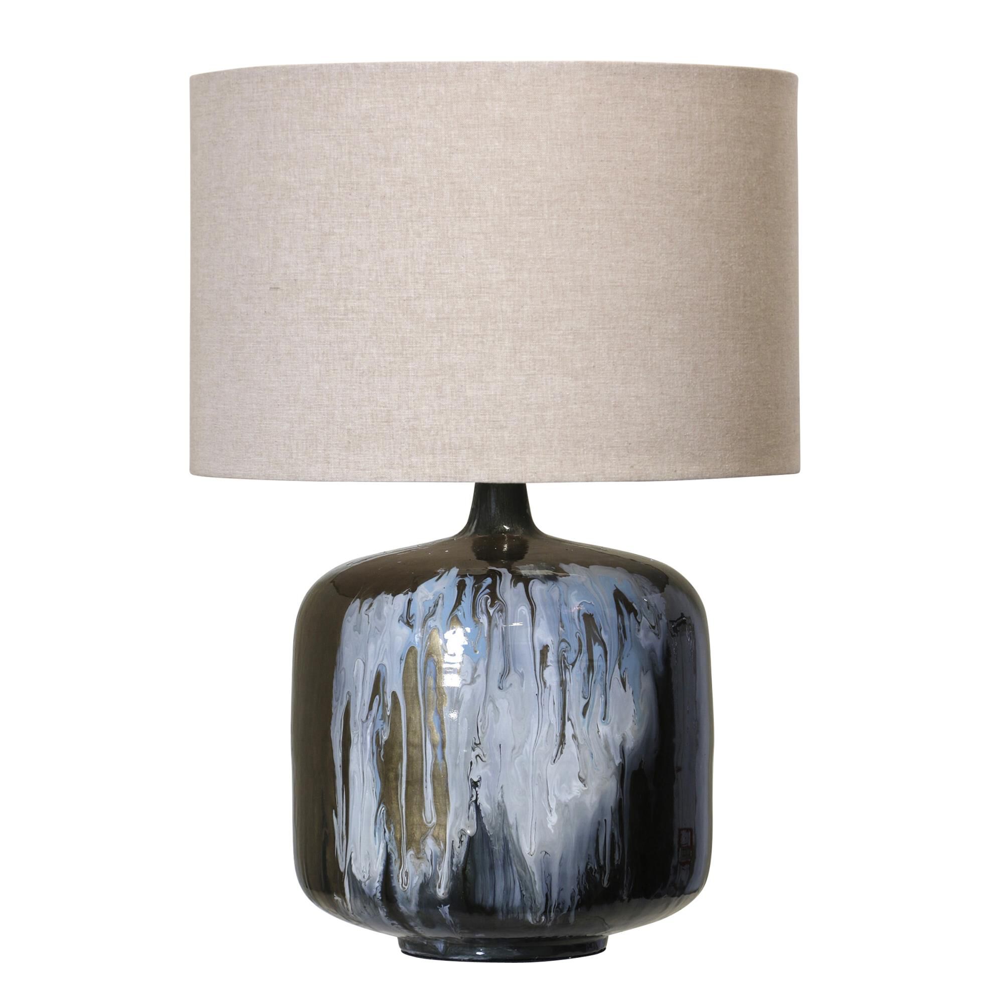 Shown in Black finish and Beige Fabric shade