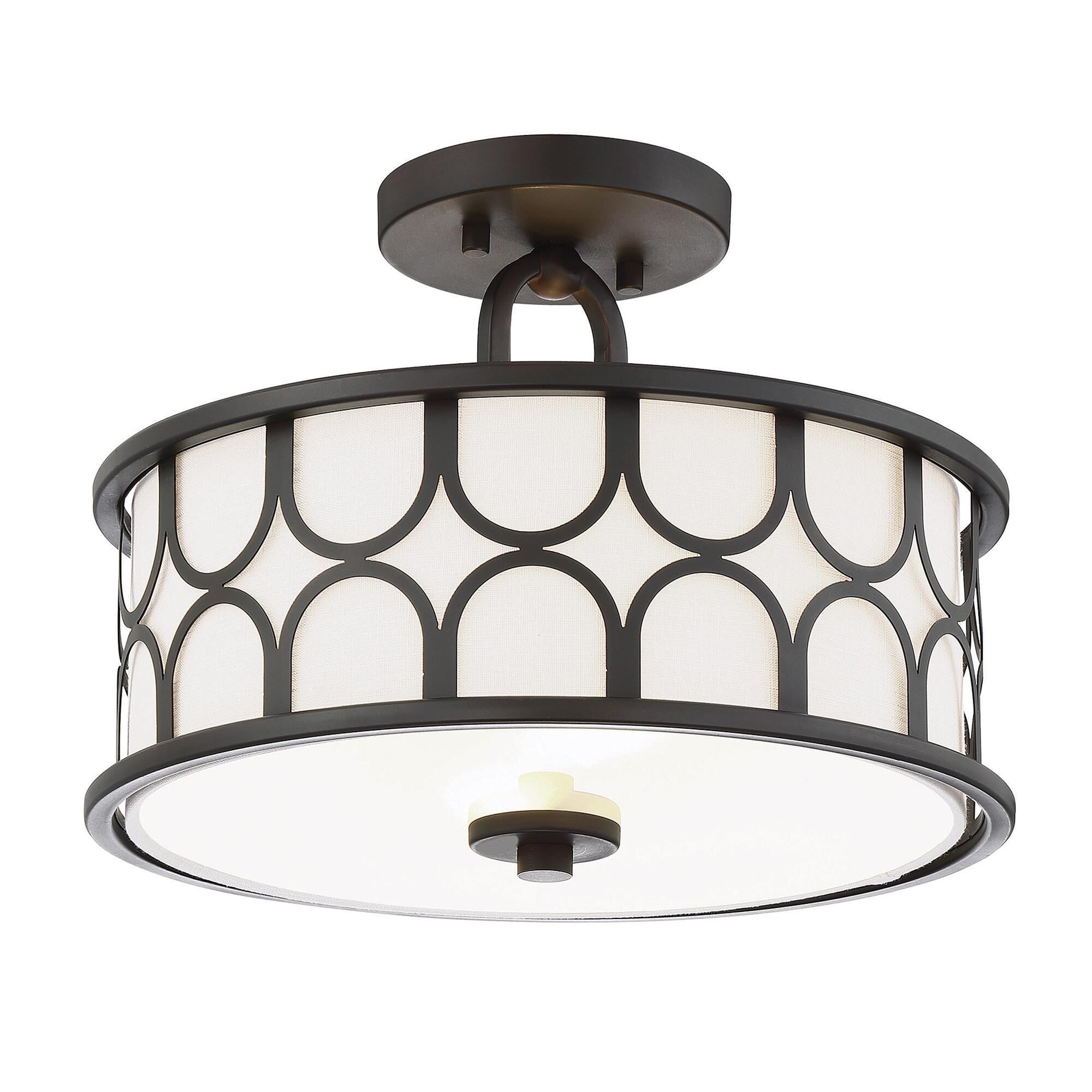 Shown in Oil Rubbed Bronze finish and White Fabric shade