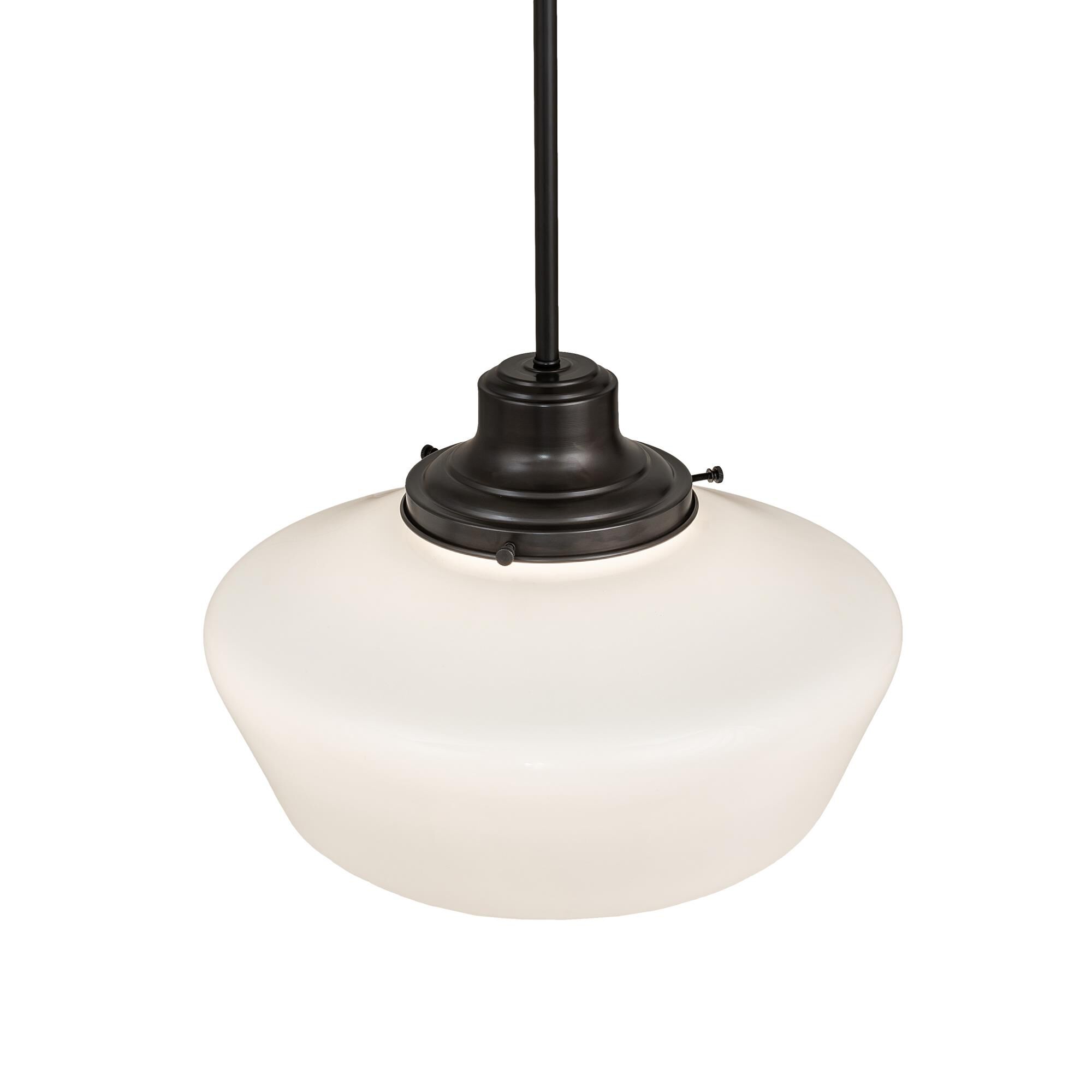 Shown in Craftsman Brown Finish finish and White glass