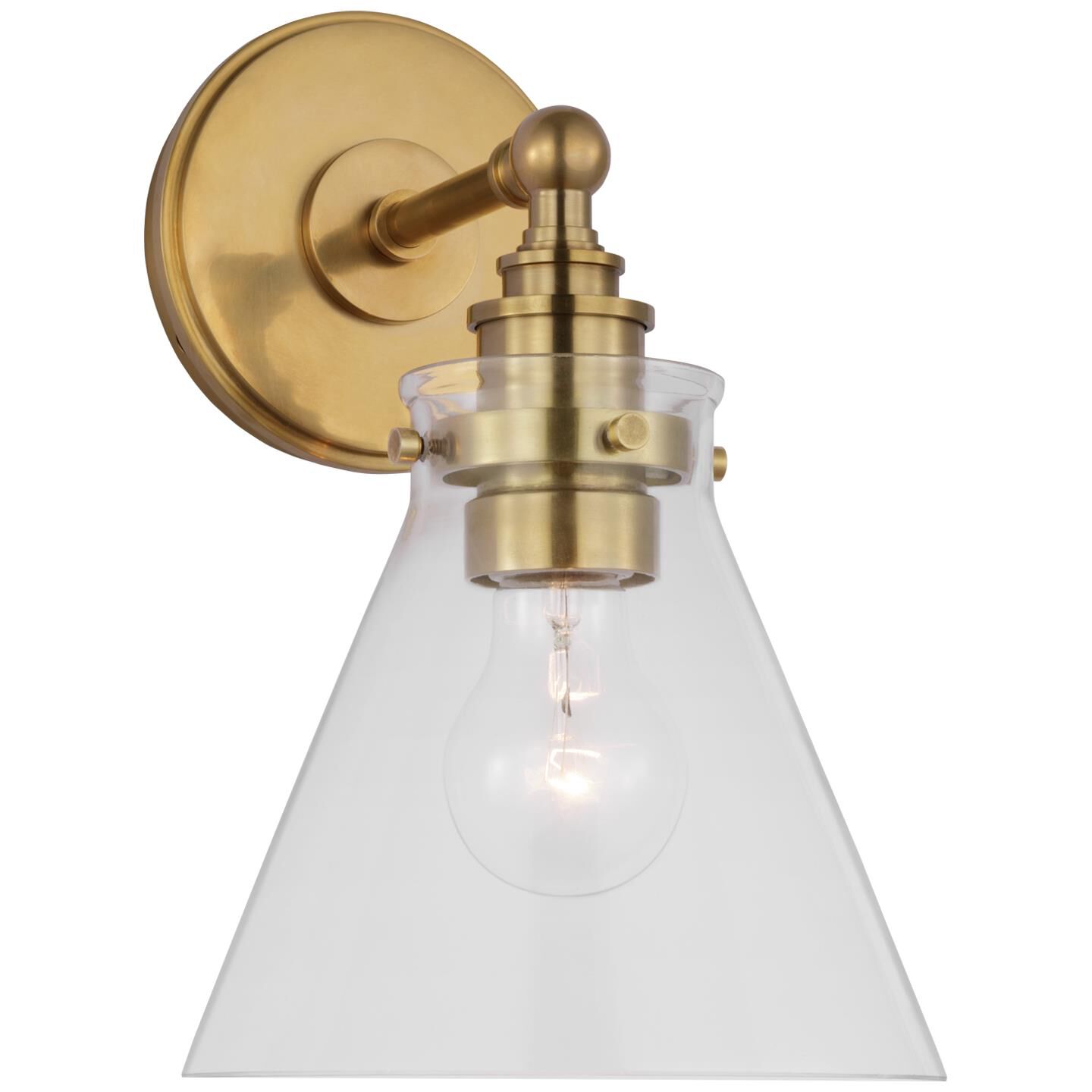 Shown in Antique-Burnished Brass finish and Clear glass