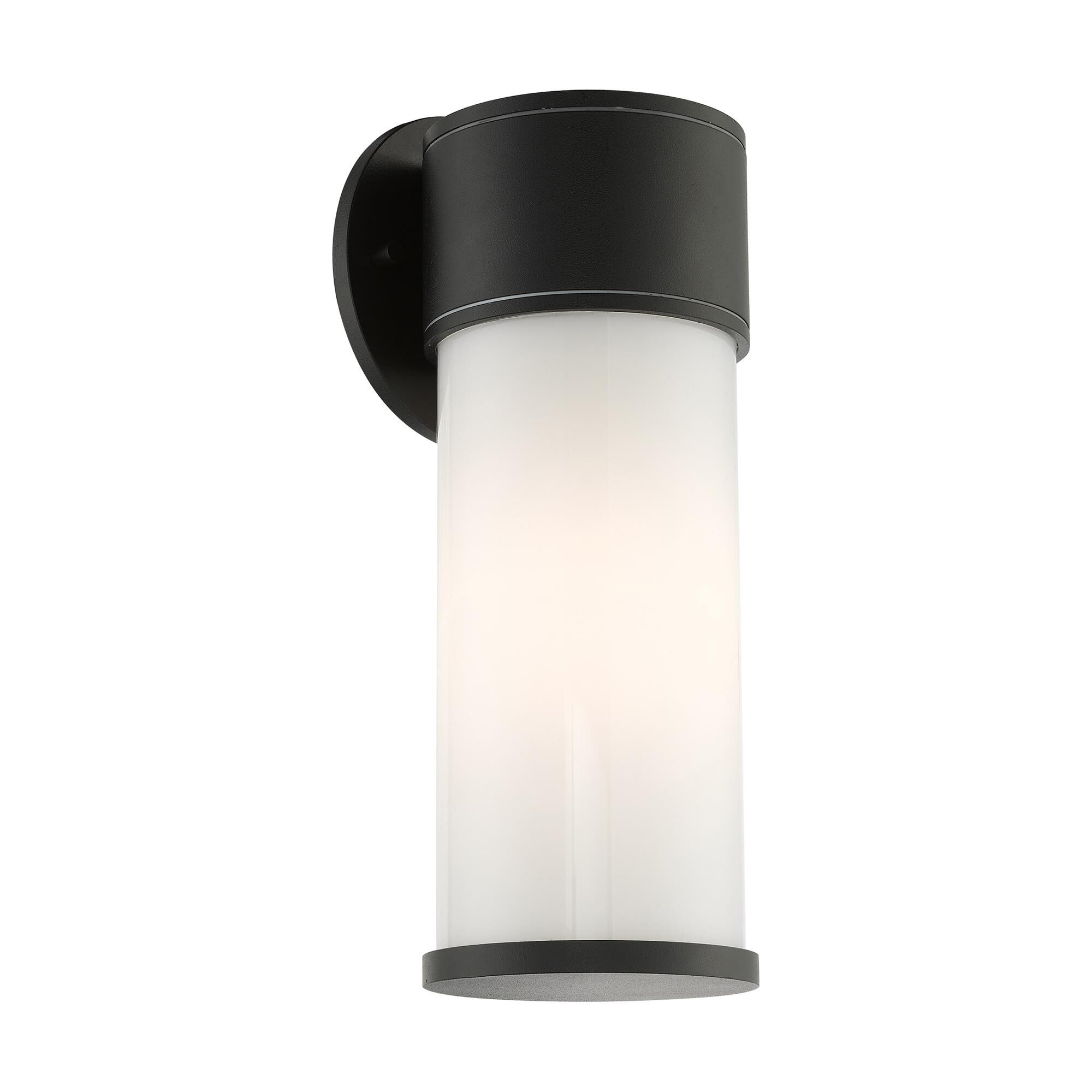 Shown in Textured Black finish and Satin Opal White glass