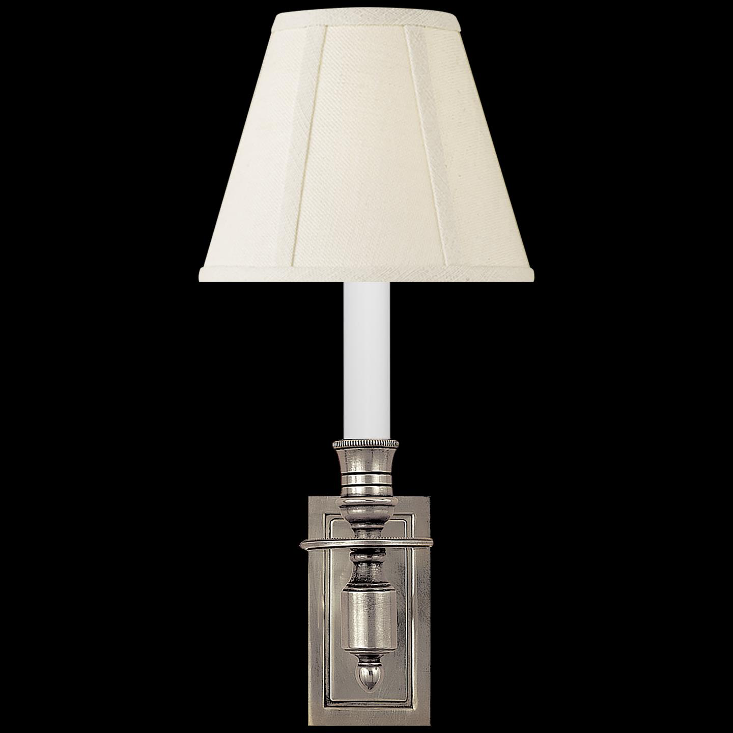 Shown in Antique Nickel finish and Linen shade