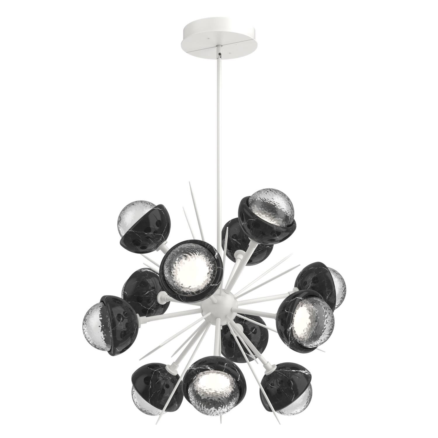 Shown in Salt White finish and Clear glass and Black Marble accent