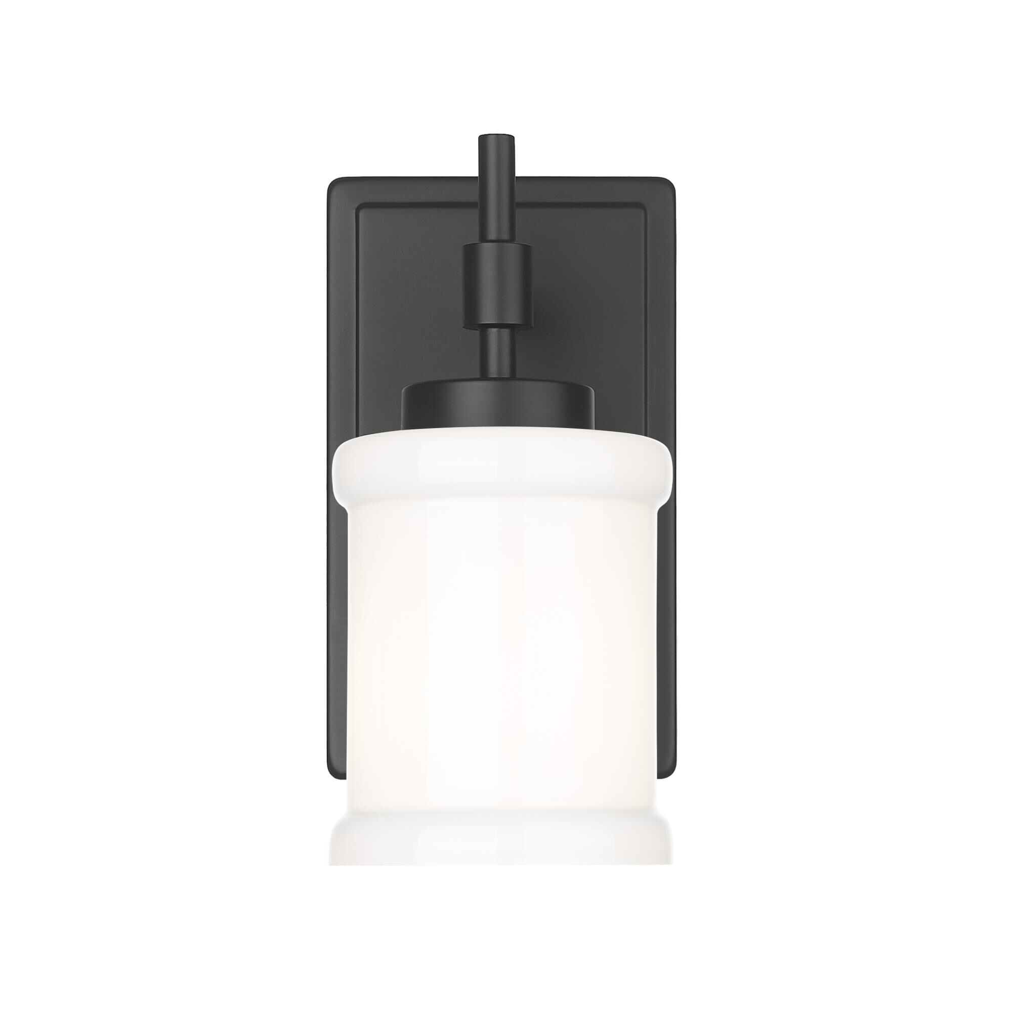 Shown in Matte Black finish and Gloss Opal glass and Gloss Opal shade