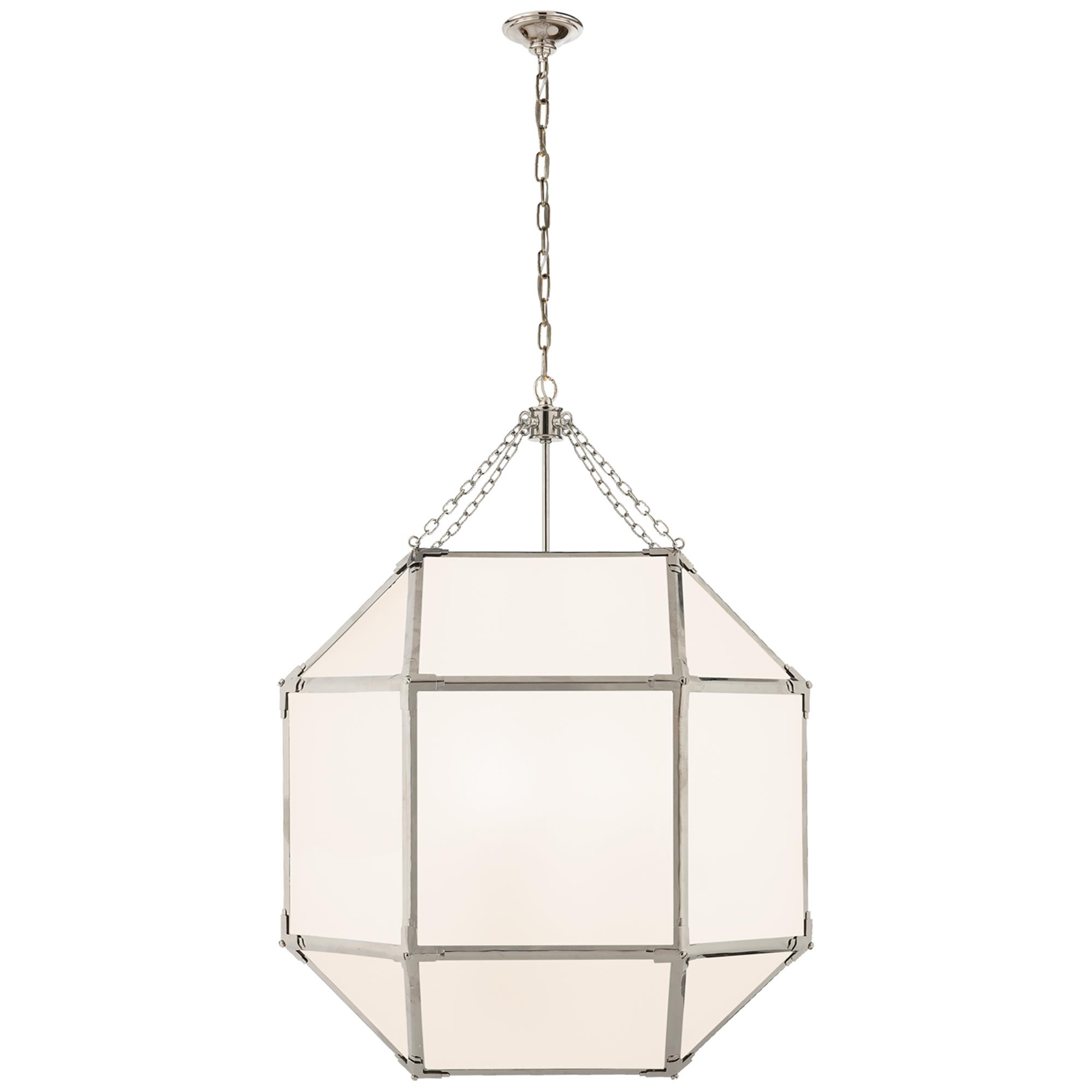 Shown in Polished Nickel finish and White glass and White Glass shade