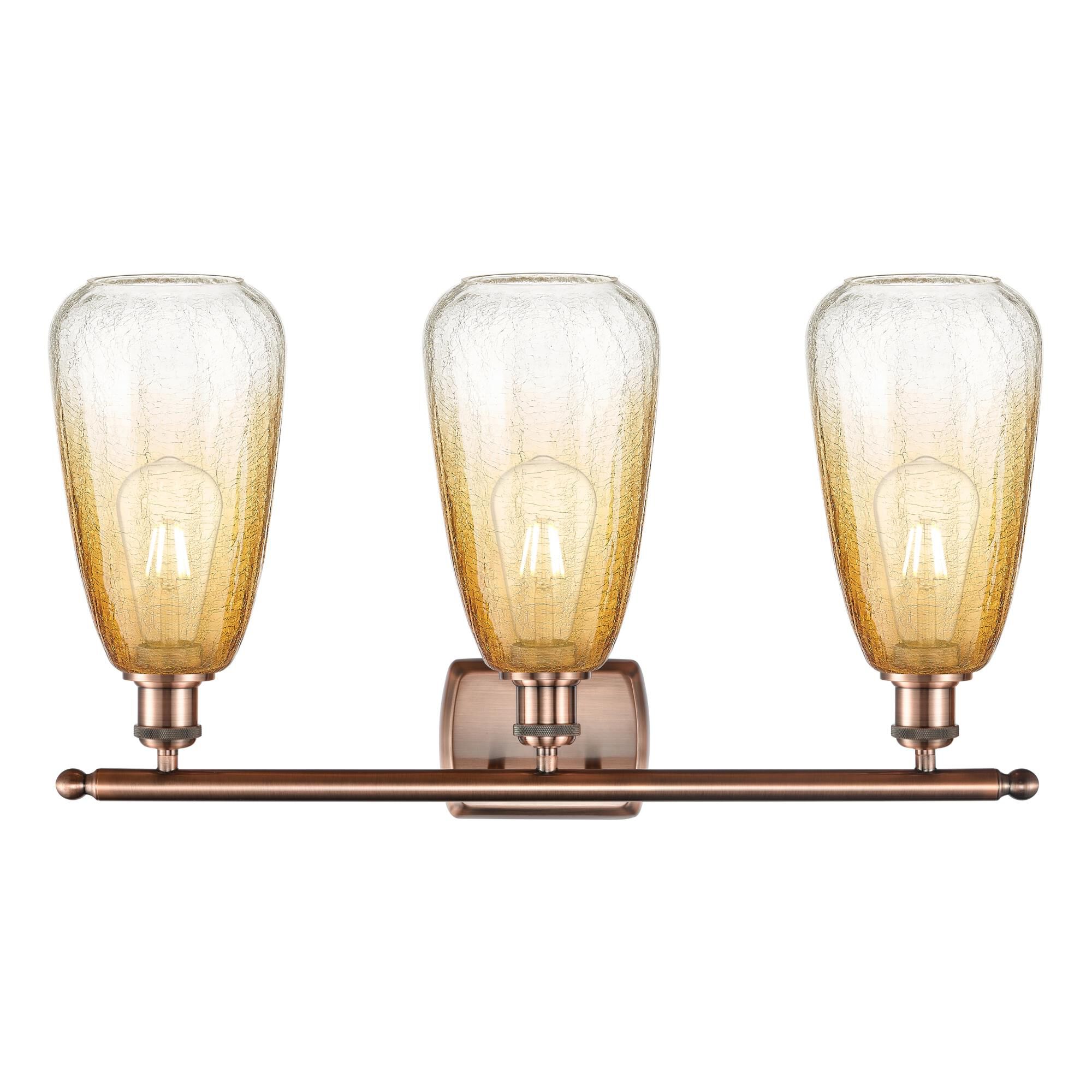 Shown in Antique Copper finish and Amber glass