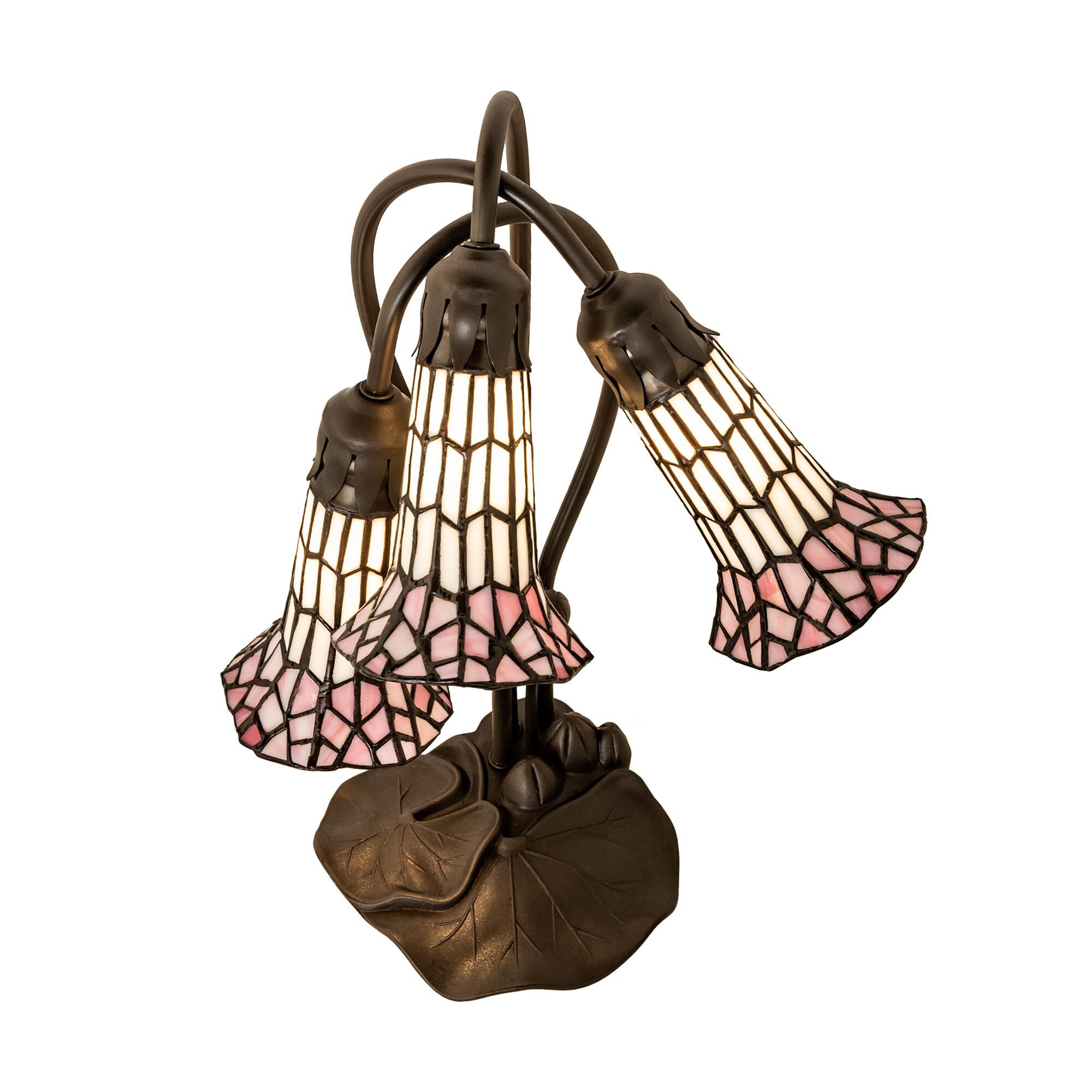 Shown in Mahogany Bronze finish and Pink;White glass