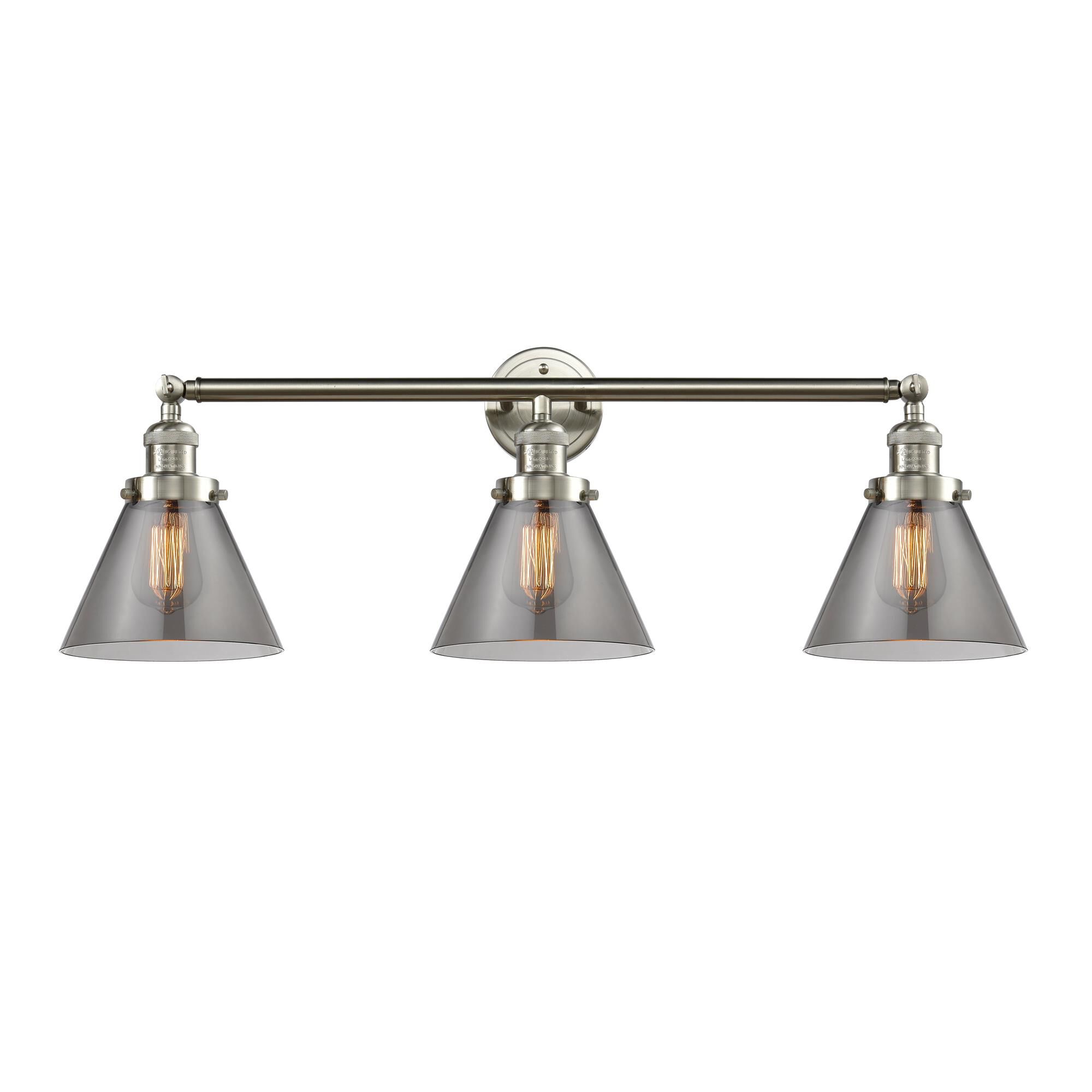 Shown in Brushed Satin Nickel finish and Smoked glass