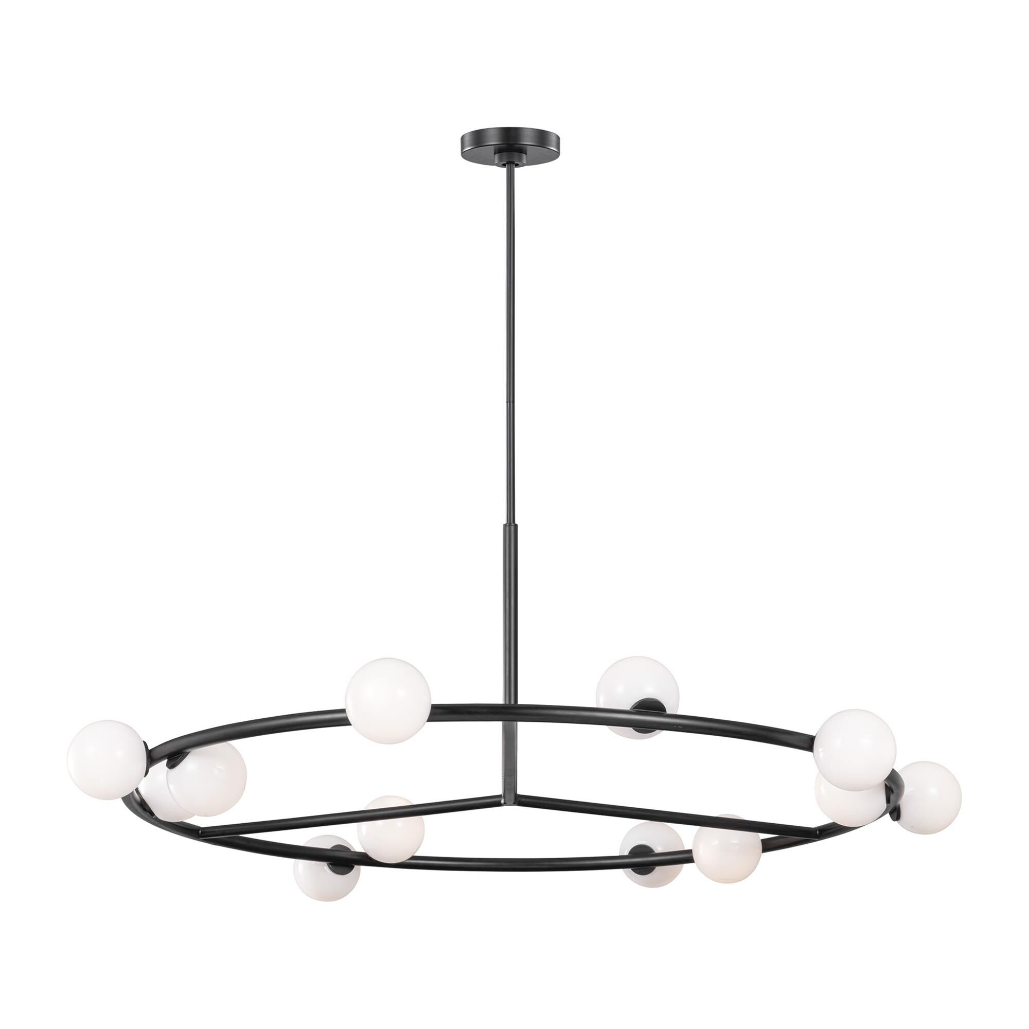 Shown in Aged Iron finish and Milk glass
