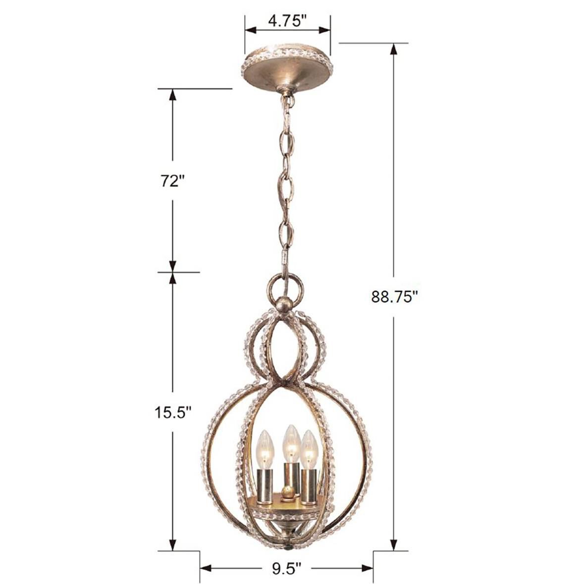 Garland 9 Inch 3 Light Mini Chandelier by Crystorama