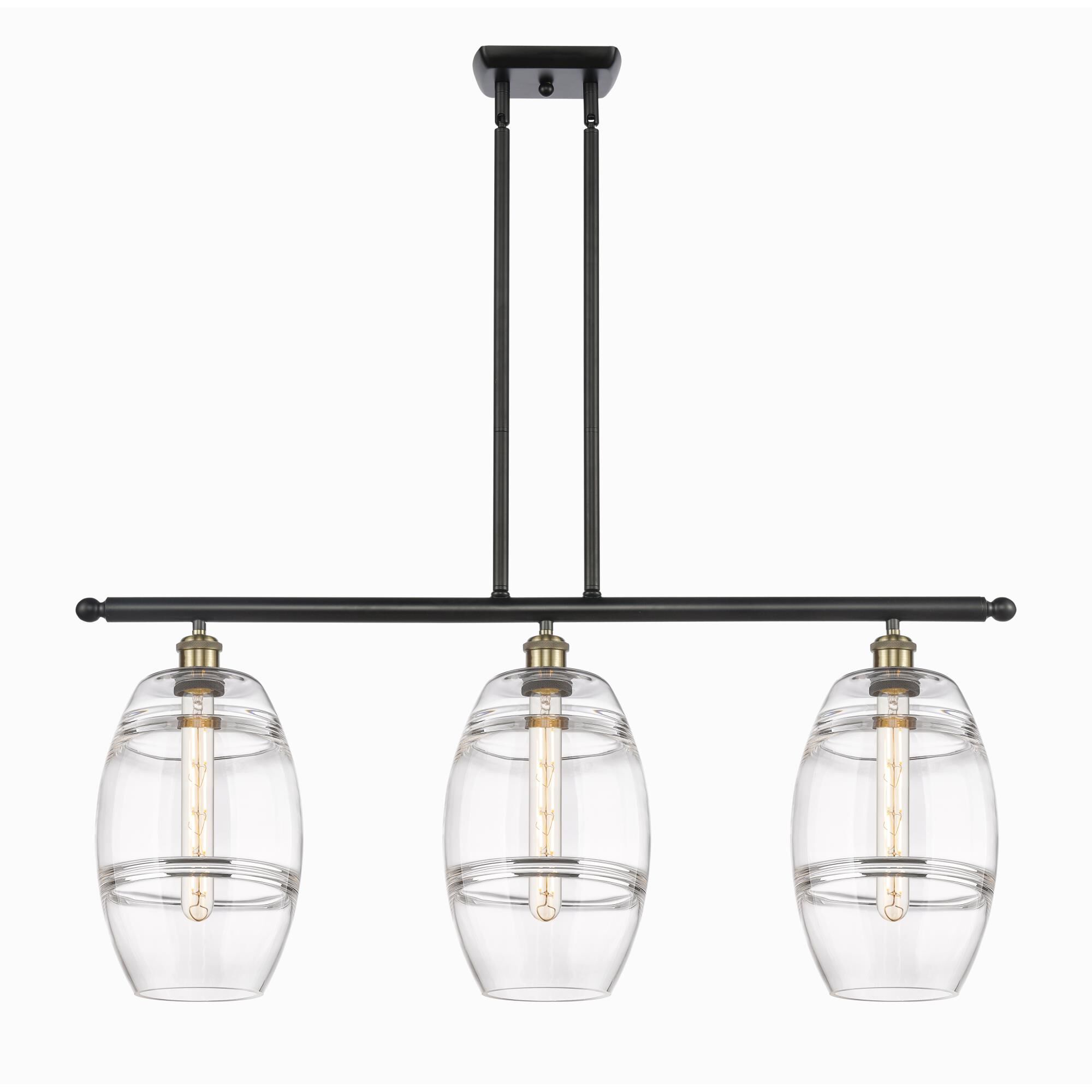 Shown in Black Antique Brass finish and Clear glass