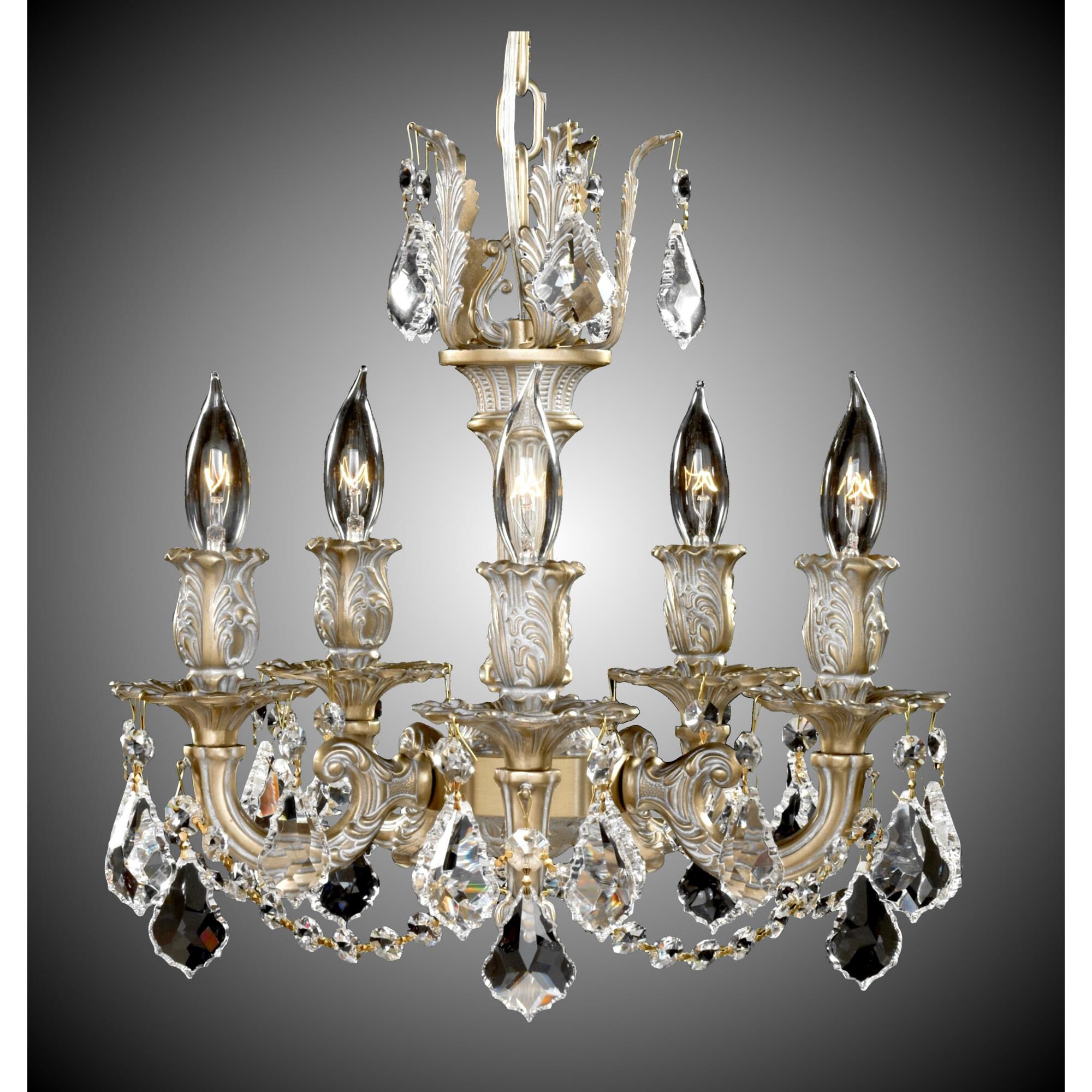American Brass & Crystal Rosetta 13 Inch 5 Light Mini Chandelier