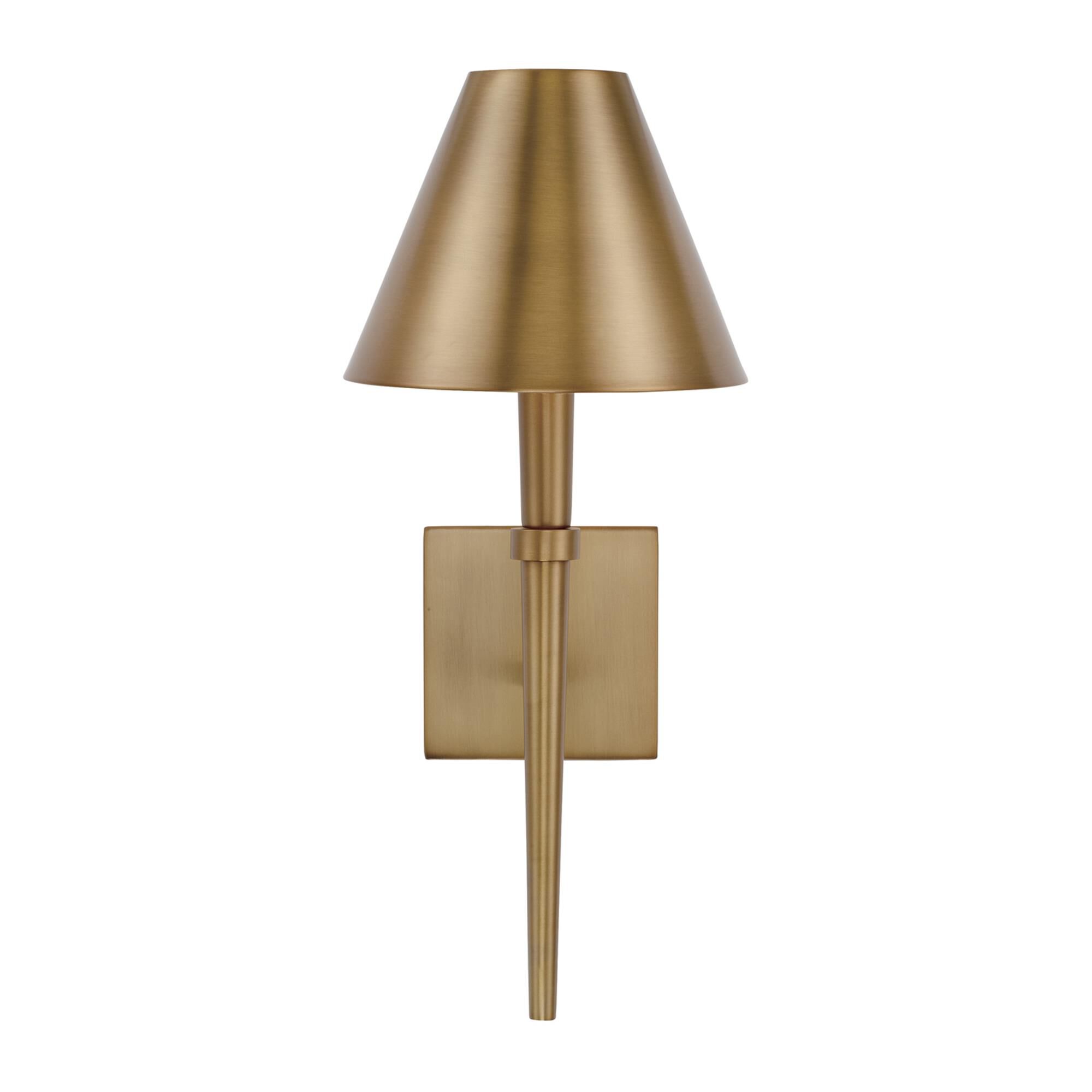 Shown in Aged Brass finish and Metal  With White Interior shade