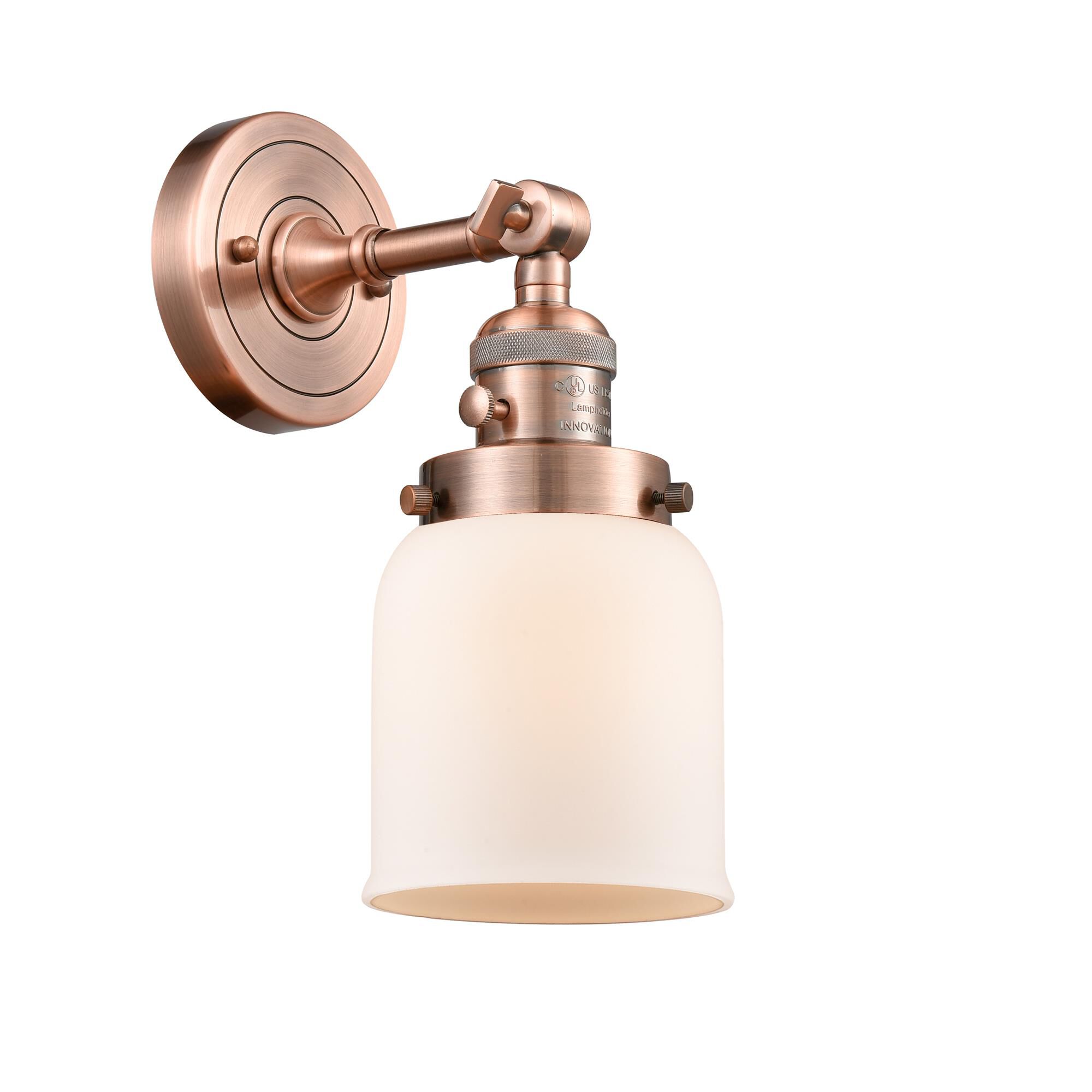 Shown in Antique Copper finish and Matte White Cased glass
