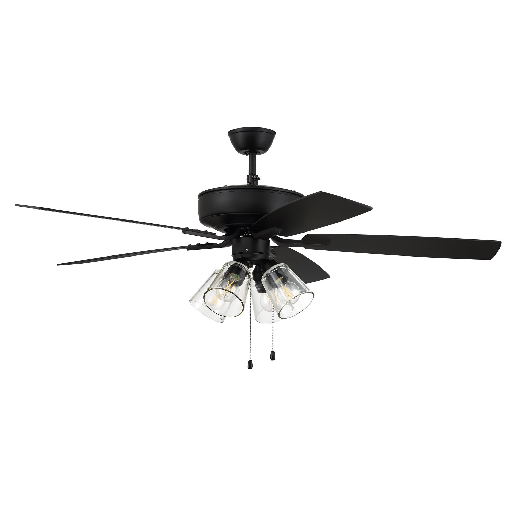 Shown in Flat Black finish and Clear glass and Yes shade