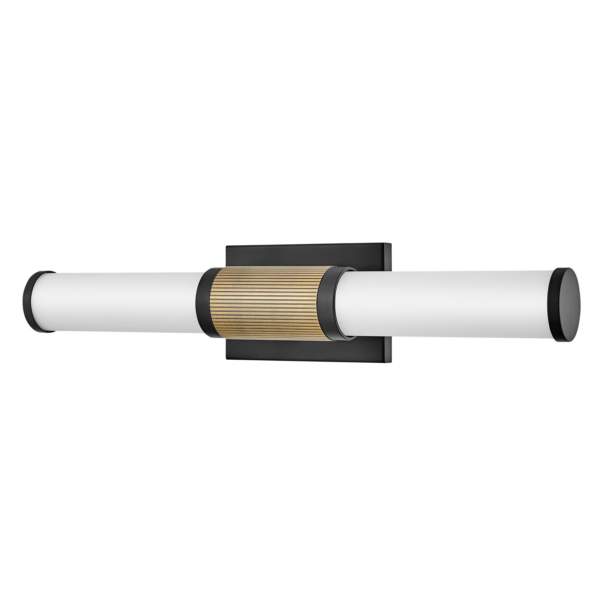 Shown in Black with Lacquered Brass Accents finish and Etched Opal glass