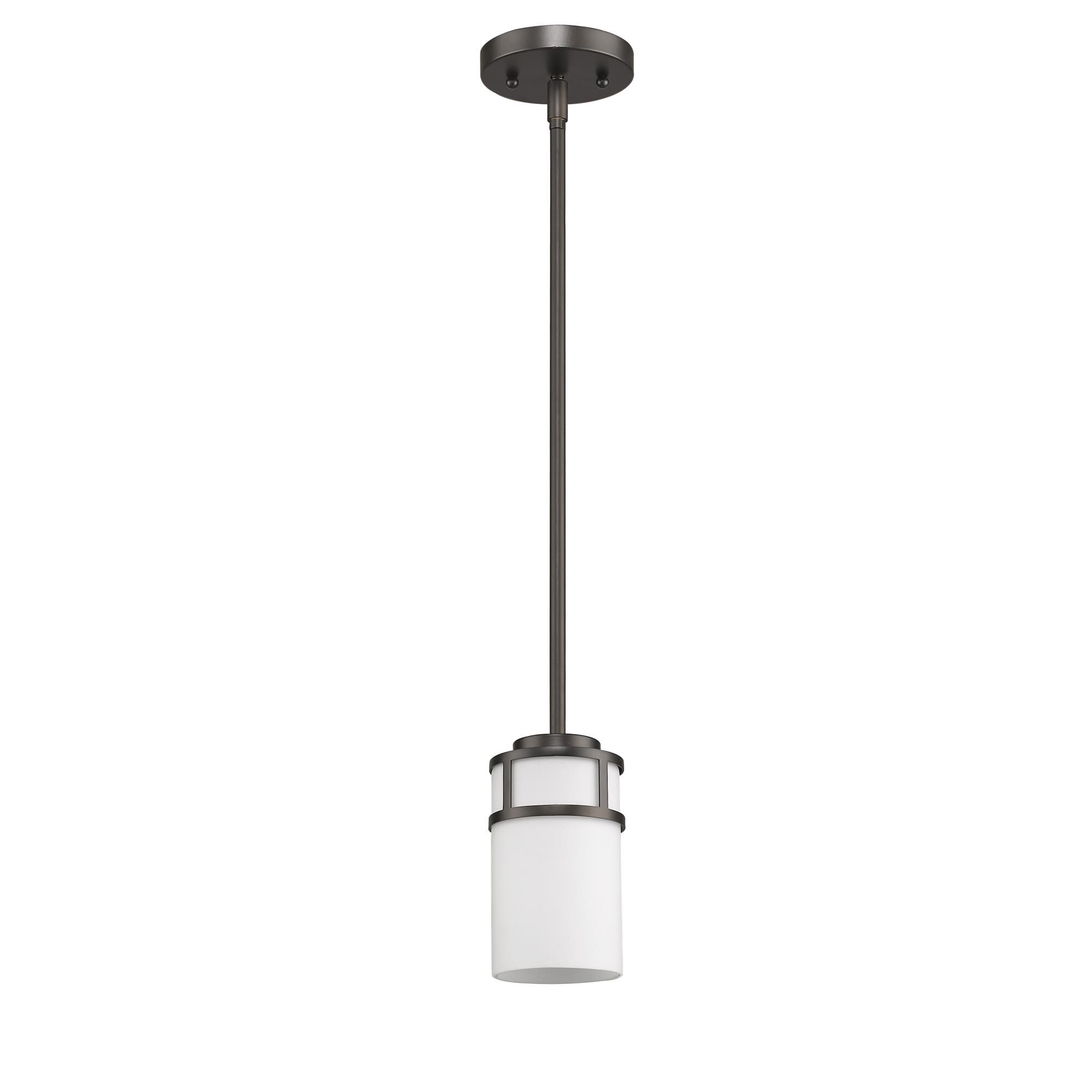 Shown in Oil Rubbed Bronze finish and White glass and White Cylindrical Glass s shade