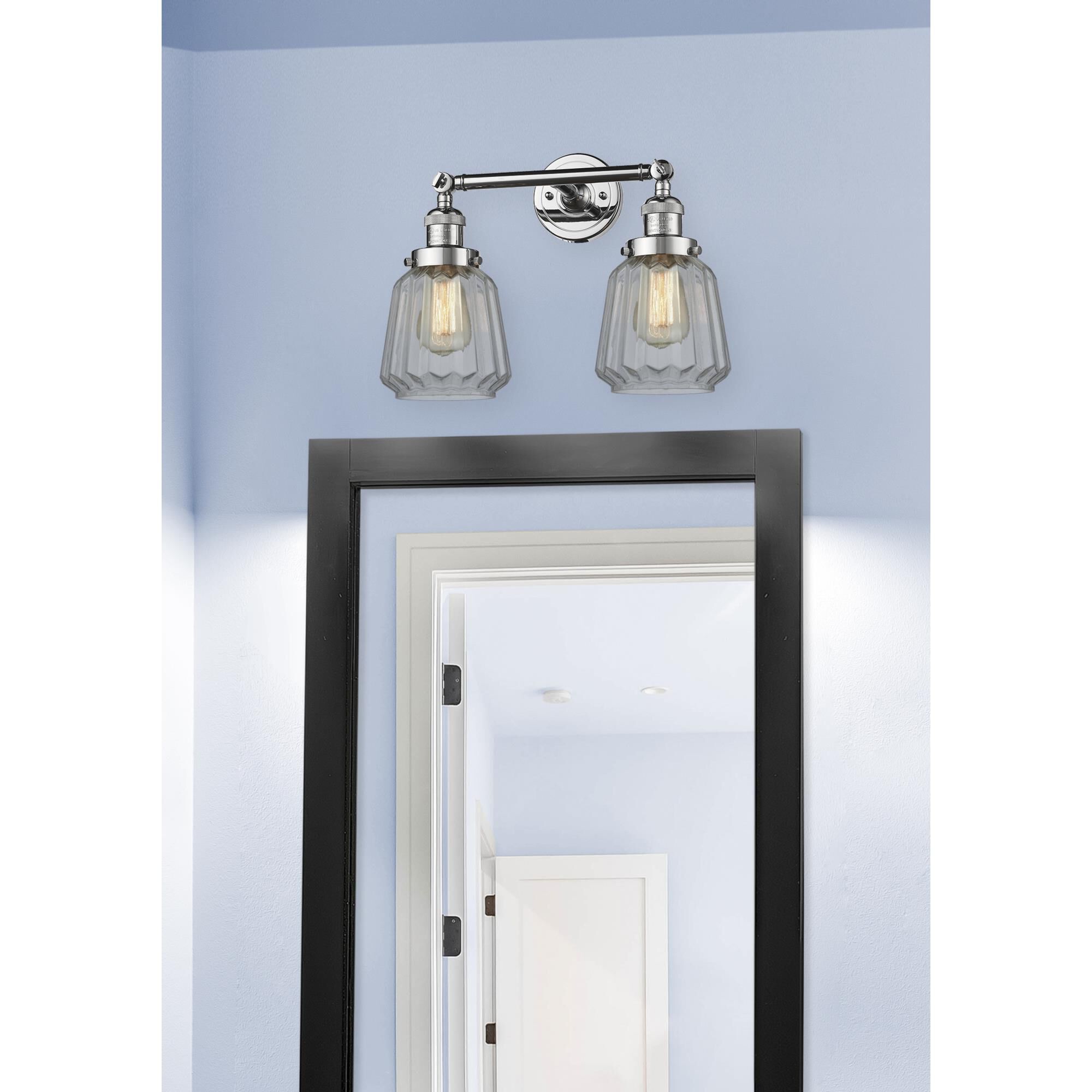 Shown in Polished Chrome finish and Clear Fluted glass