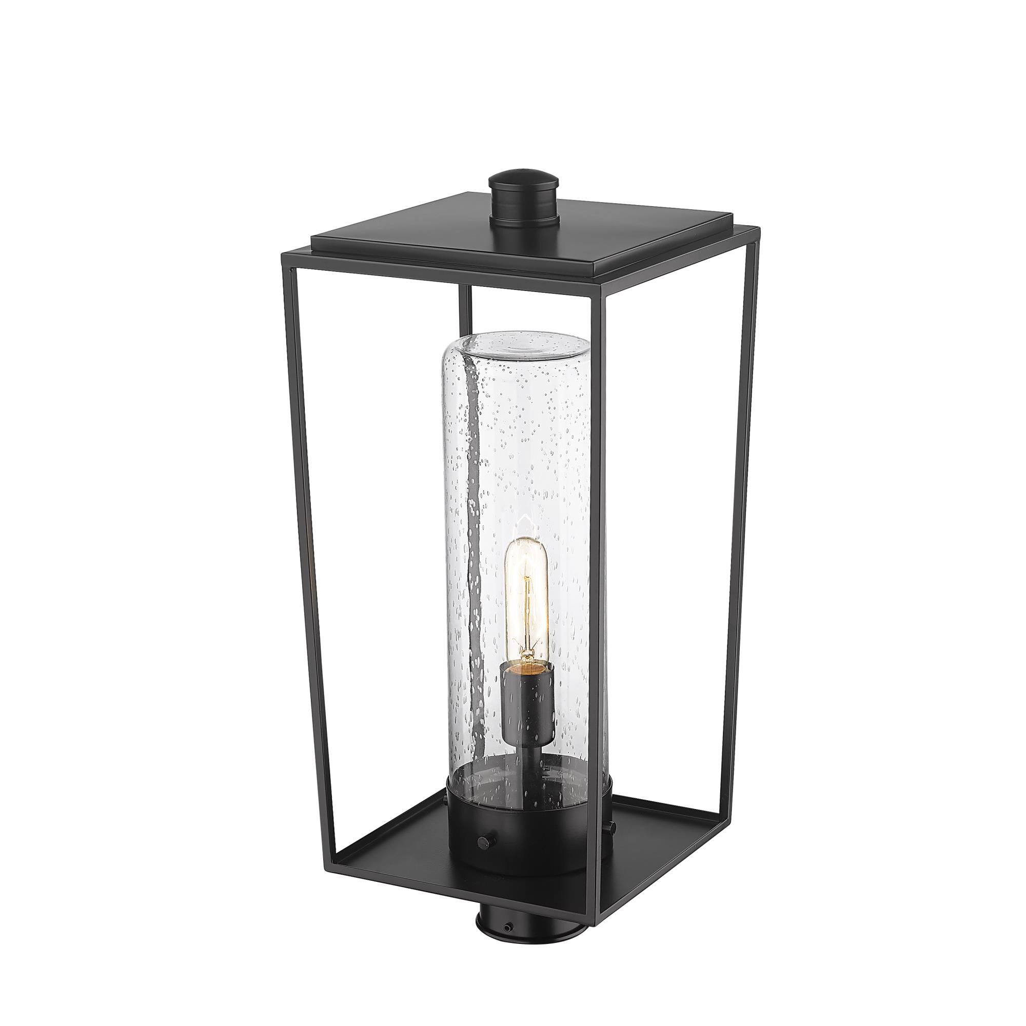 Shown in Black finish and Glass shade