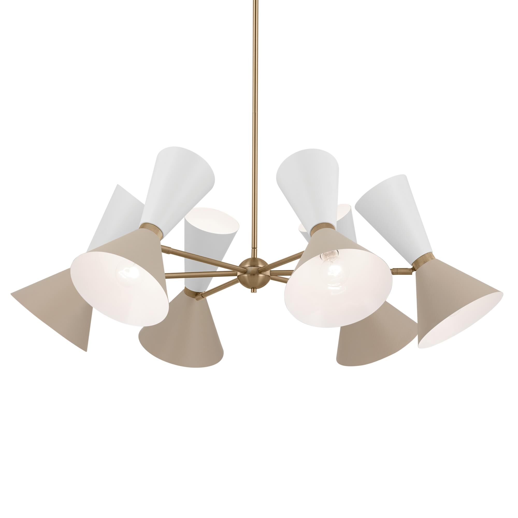 Shown in Champagne Bronze with Greige finish and Metal and Cone shade