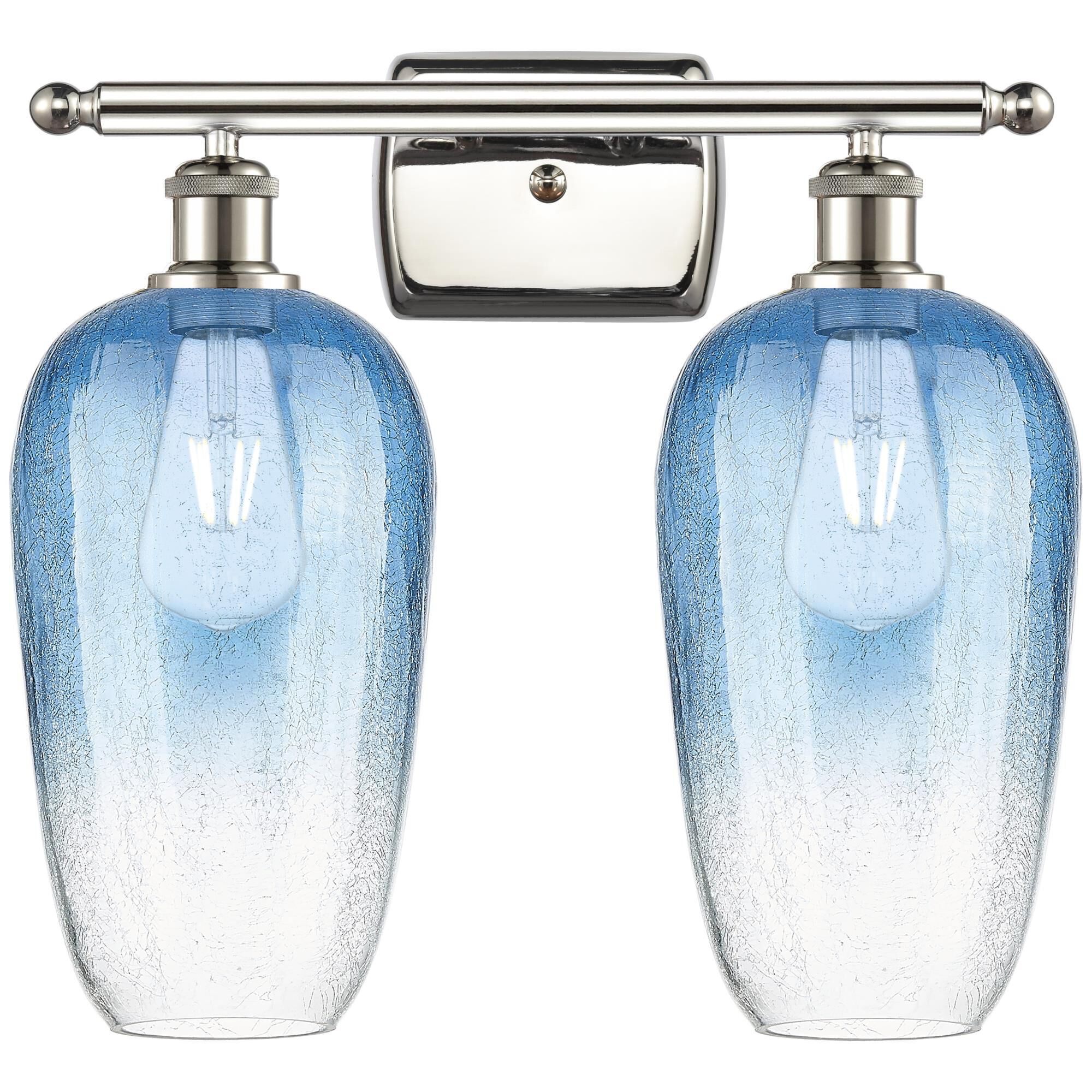 Shown in Polished Nickel finish and Sapphire Blue glass