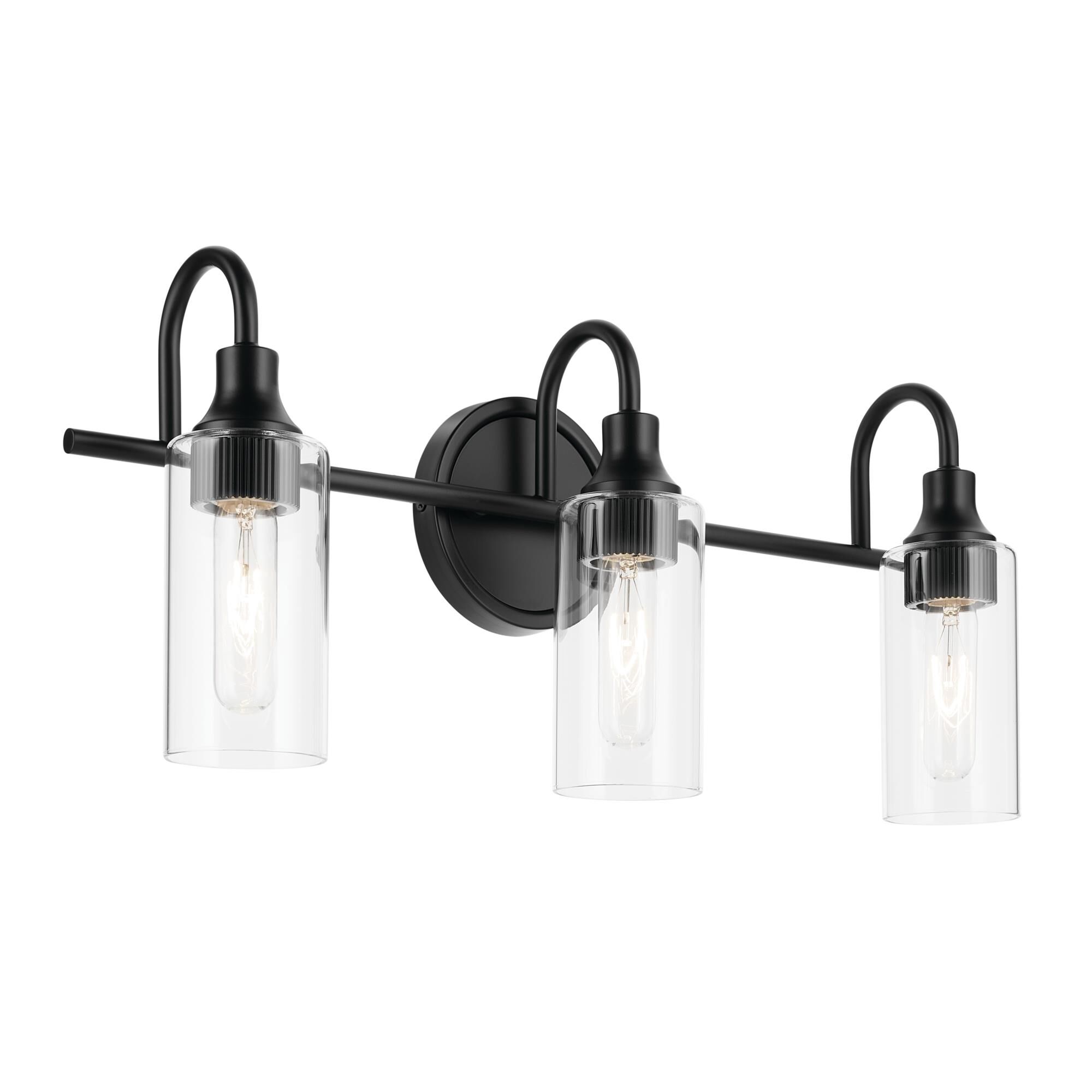 Shown in Black finish and Clear glass