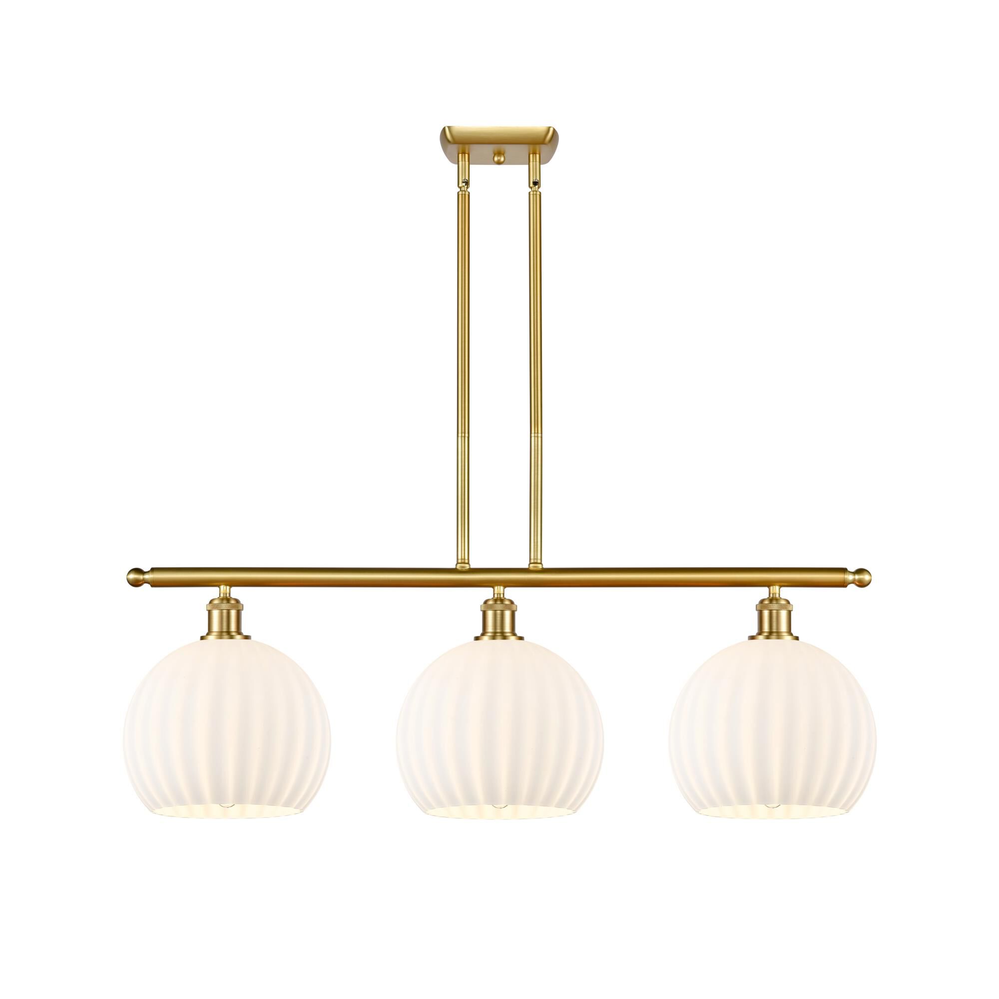 Shown in Satin Gold finish and White Venetian glass