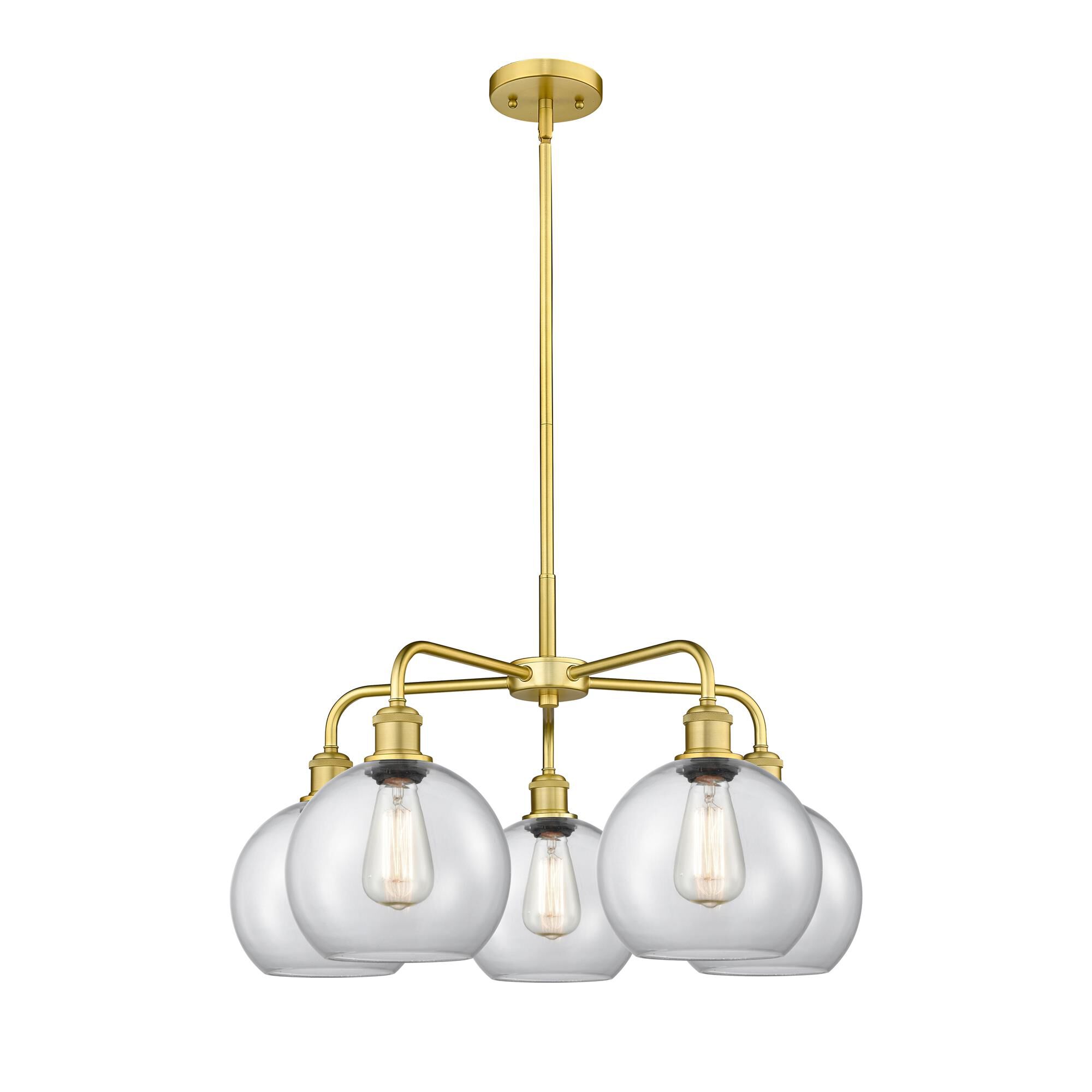 Shown in Satin Gold finish and Clear glass